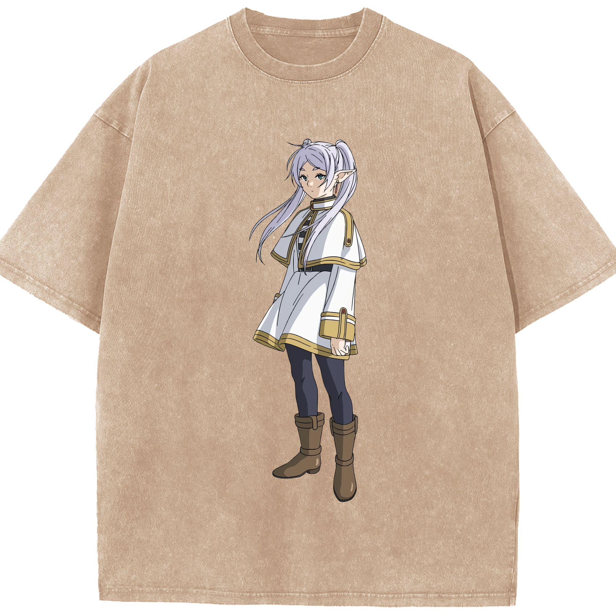 （画像用） 葬送のフリーレン Frieren 綿100% ヴィンテージ風 半袖Tシャツ（フロントプリント）