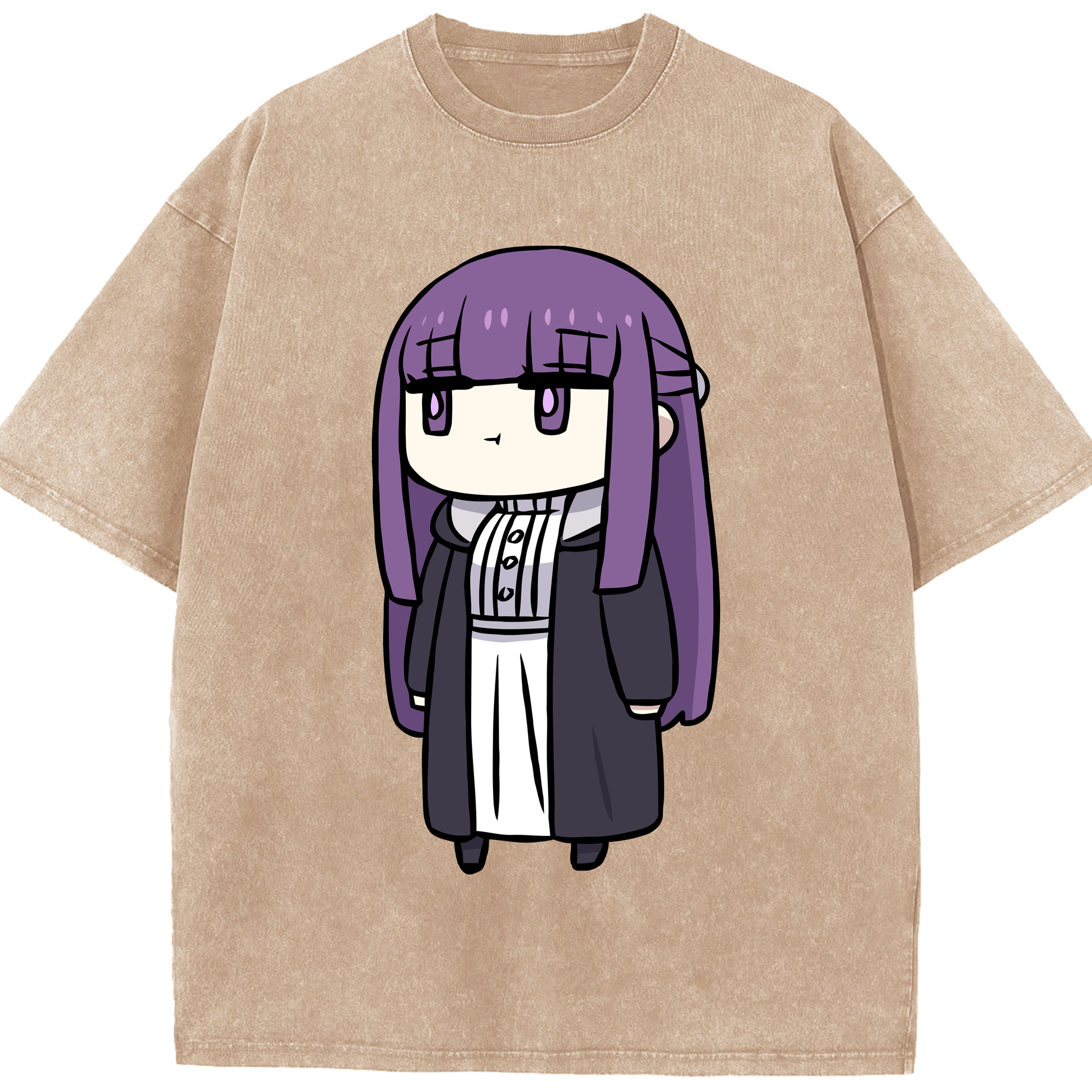 （画像用） 葬送のフリーレン Frieren 綿100% ヴィンテージ風 半袖Tシャツ（フロントプリント）