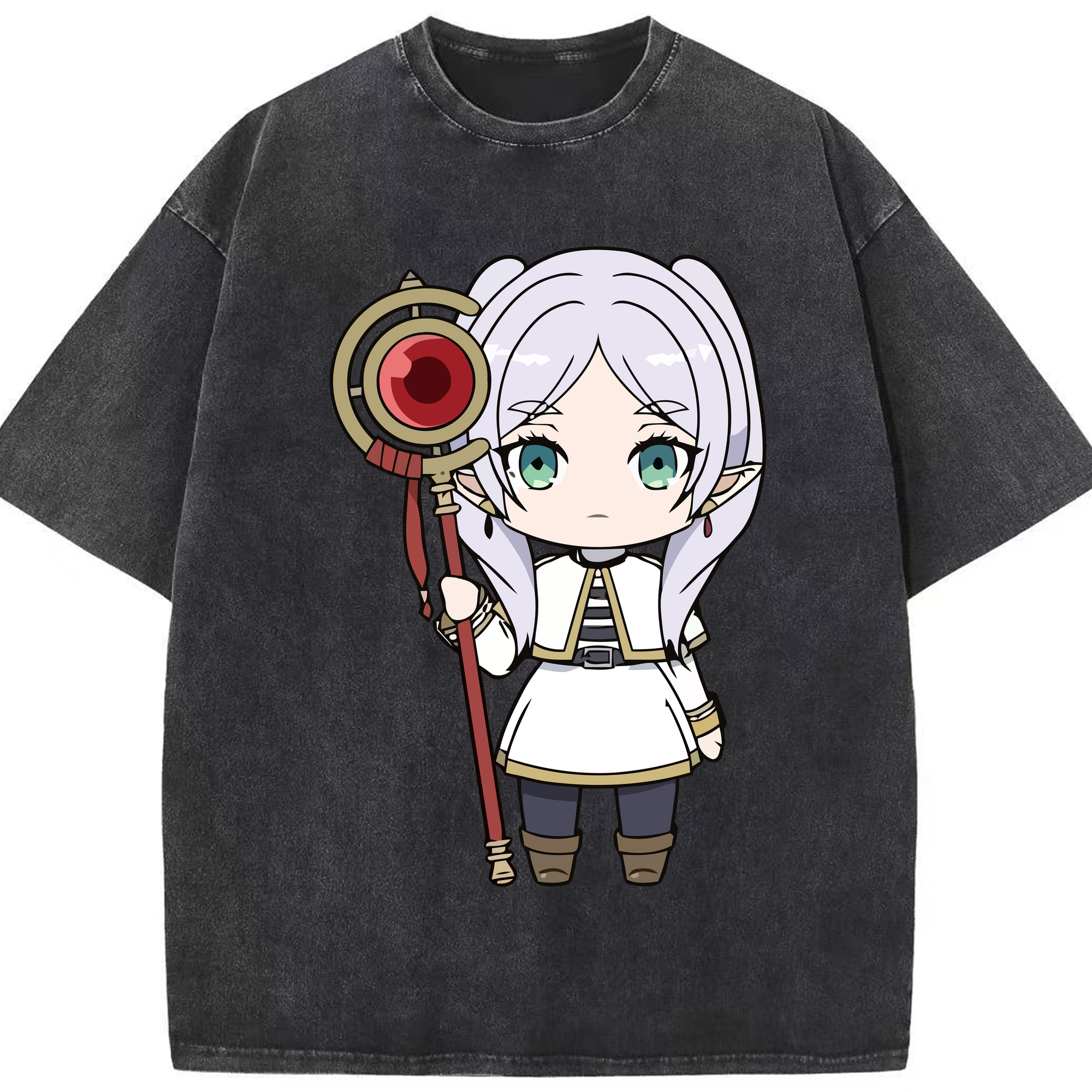 （画像用） 葬送のフリーレン Frieren 綿100% ヴィンテージ風 半袖Tシャツ（フロントプリント）