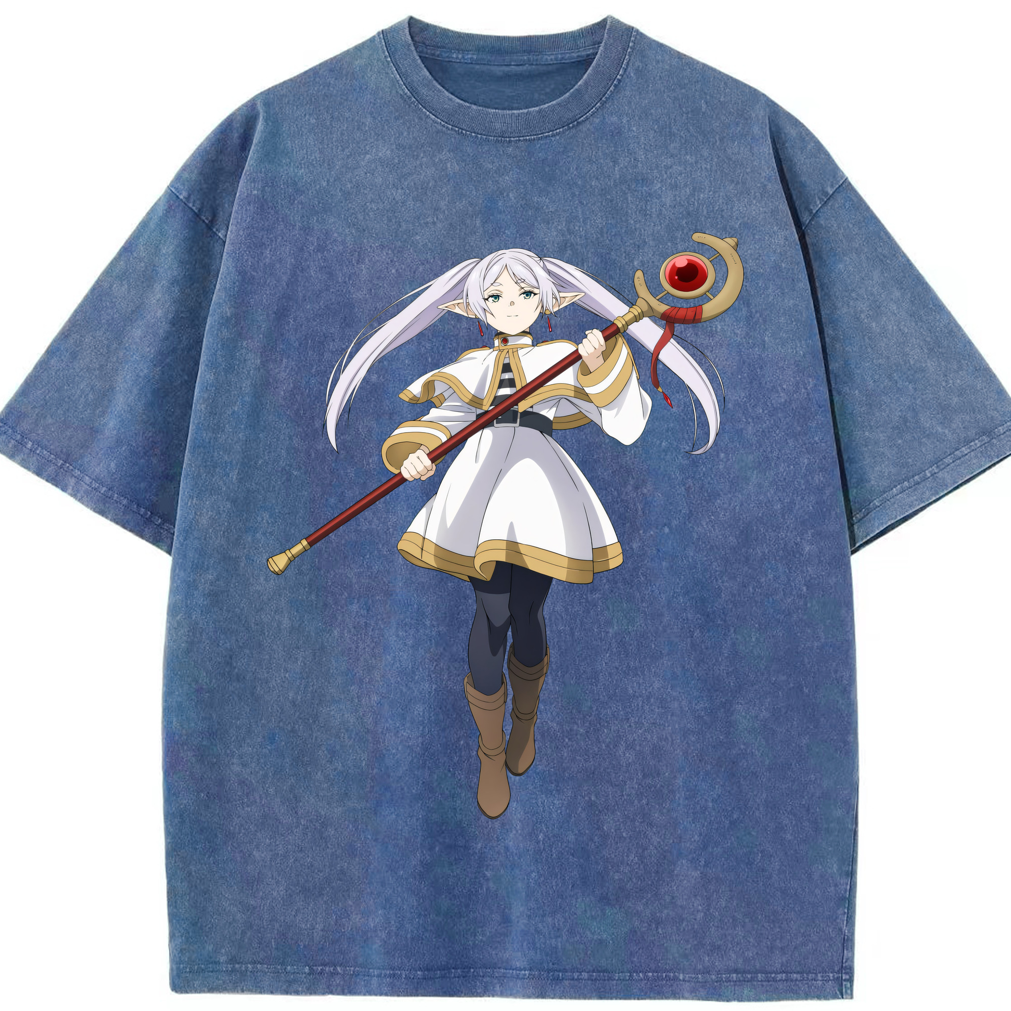 （画像用） 葬送のフリーレン Frieren 綿100% ヴィンテージ風 半袖Tシャツ（フロントプリント）