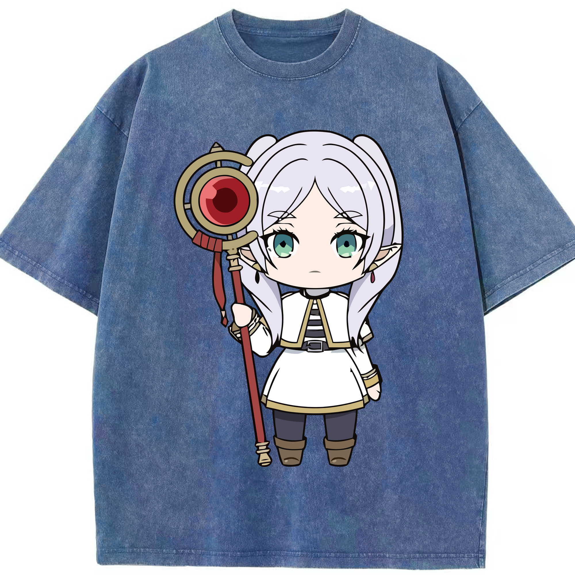（画像用） 葬送のフリーレン Frieren 綿100% ヴィンテージ風 半袖Tシャツ（フロントプリント）