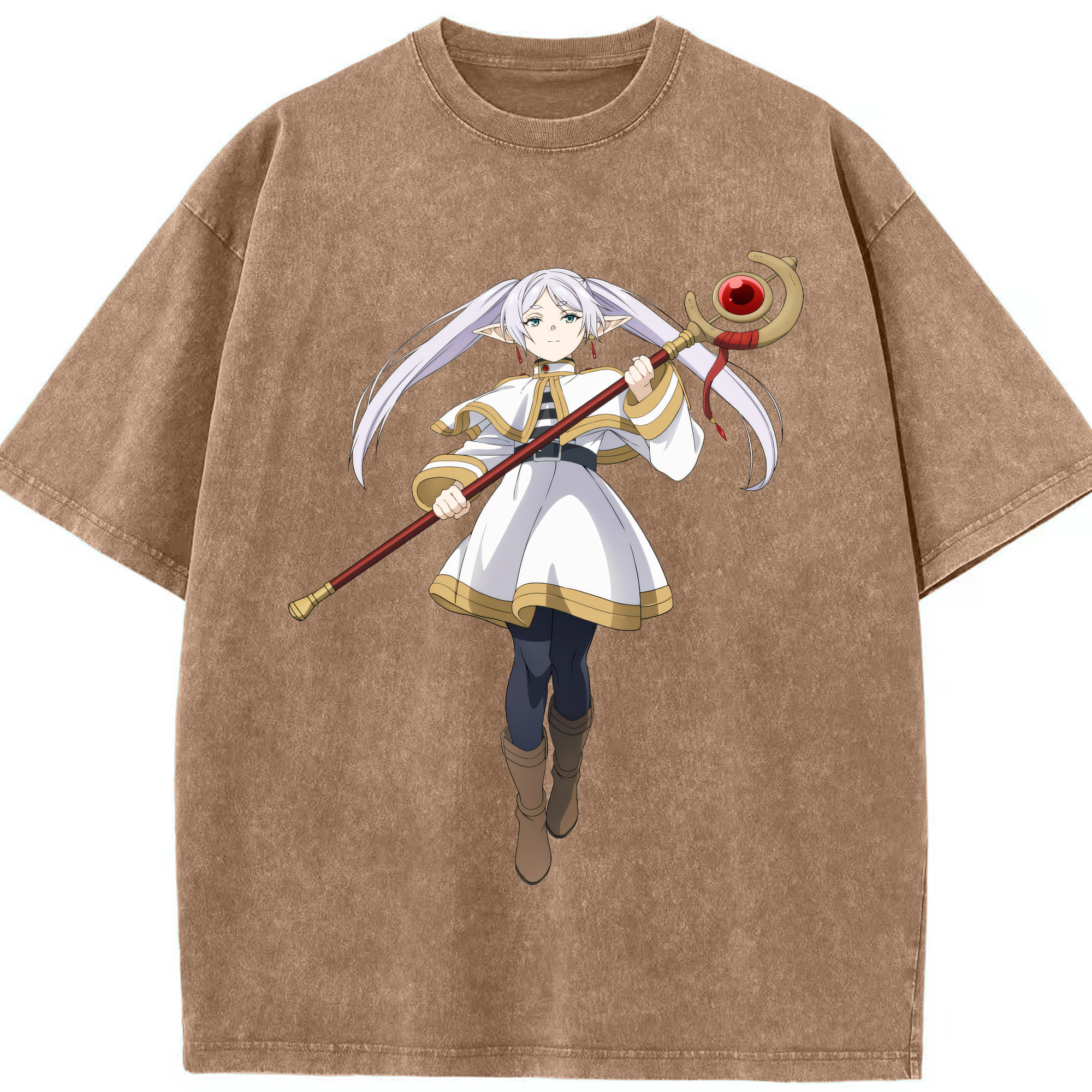 （画像用） 葬送のフリーレン Frieren 綿100% ヴィンテージ風 半袖Tシャツ（フロントプリント）