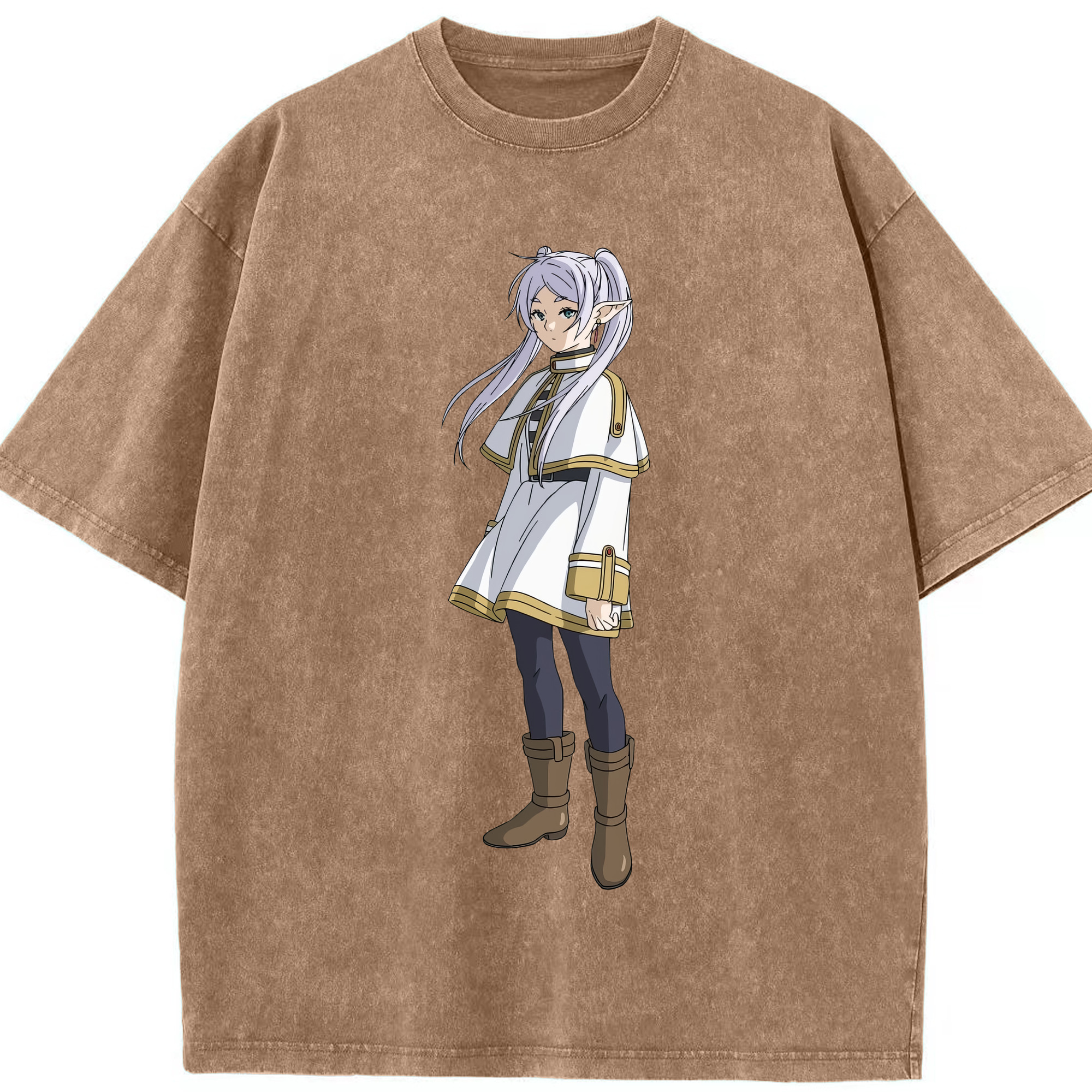 （画像用） 葬送のフリーレン Frieren 綿100% ヴィンテージ風 半袖Tシャツ（フロントプリント）