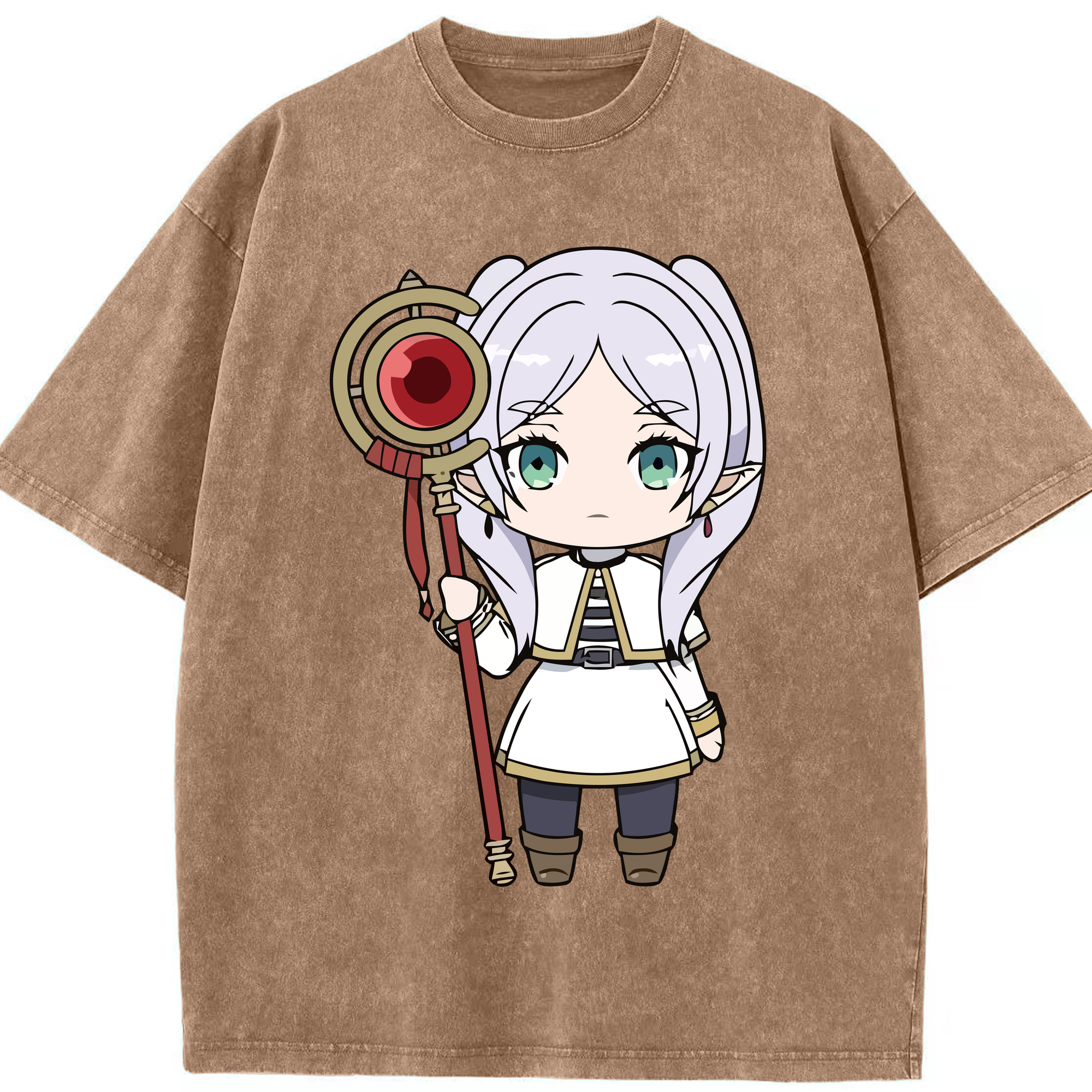 （画像用） 葬送のフリーレン Frieren 綿100% ヴィンテージ風 半袖Tシャツ（フロントプリント）