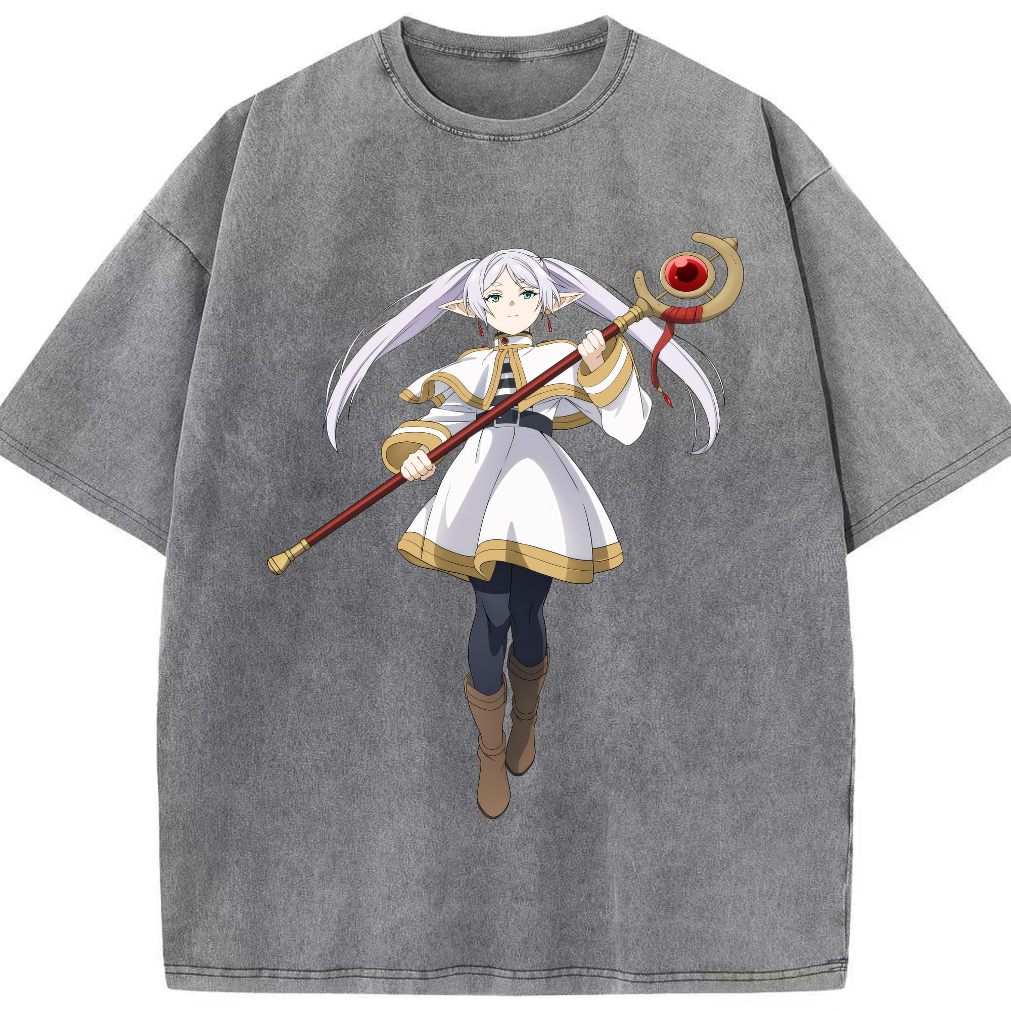 （画像用） 葬送のフリーレン Frieren 綿100% ヴィンテージ風 半袖Tシャツ（フロントプリント）