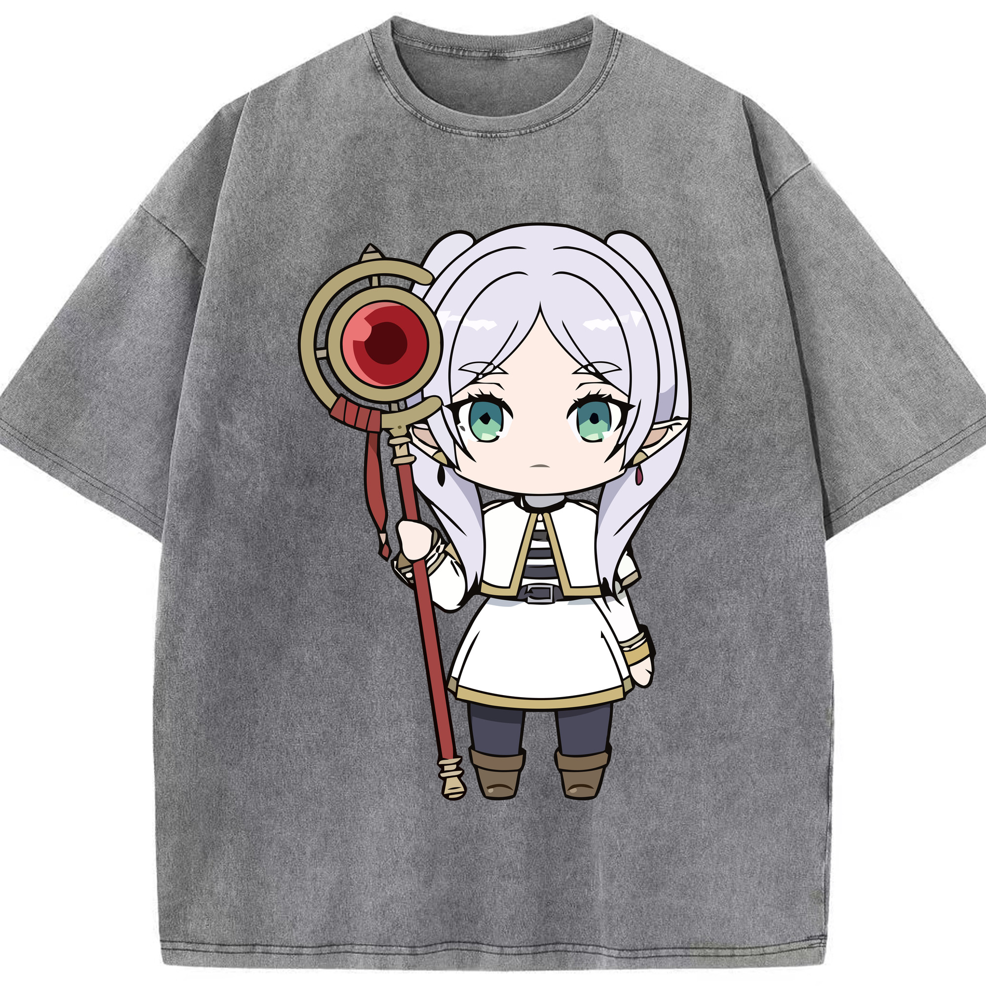 （画像用） 葬送のフリーレン Frieren 綿100% ヴィンテージ風 半袖Tシャツ（フロントプリント）