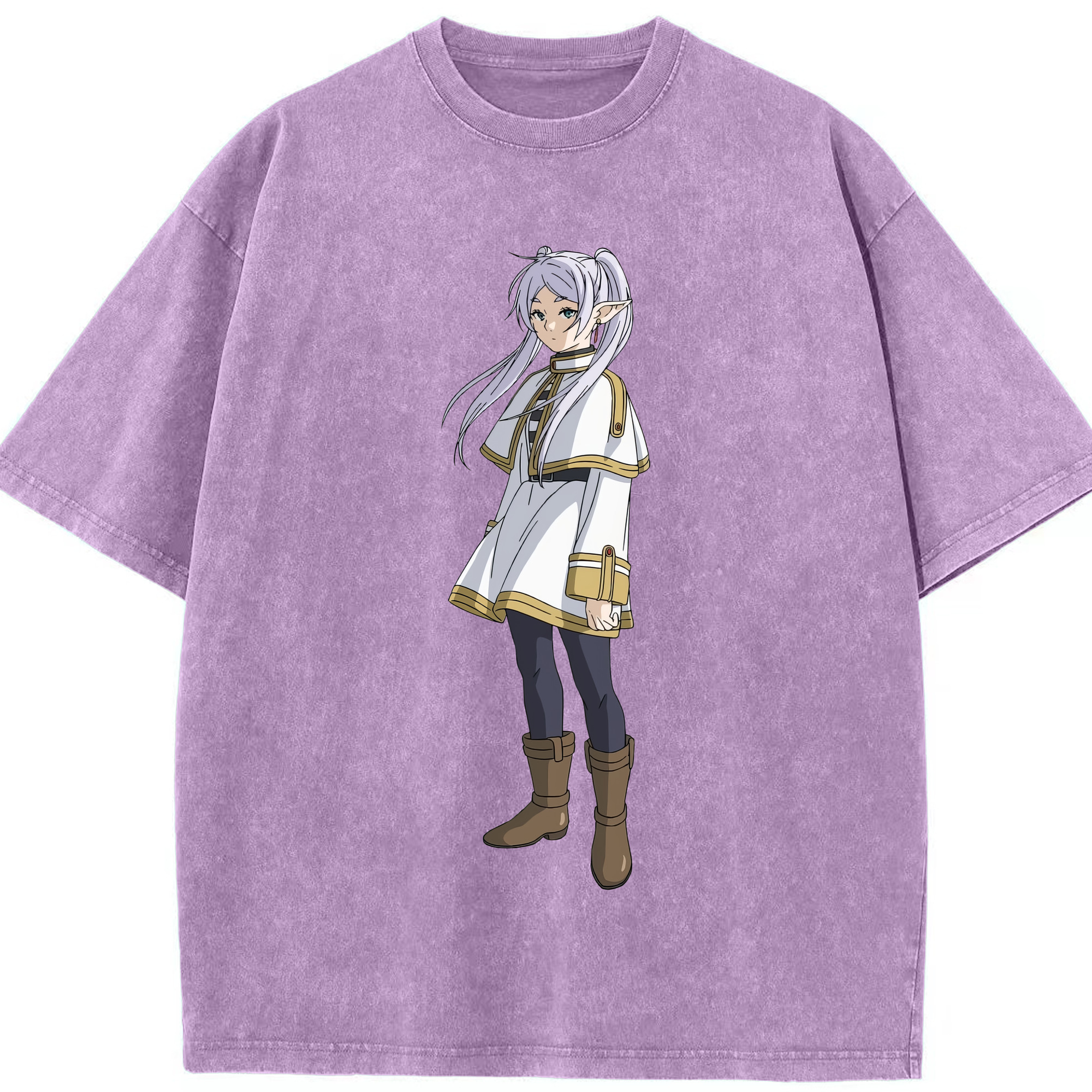 （画像用） 葬送のフリーレン Frieren 綿100% ヴィンテージ風 半袖Tシャツ（フロントプリント）