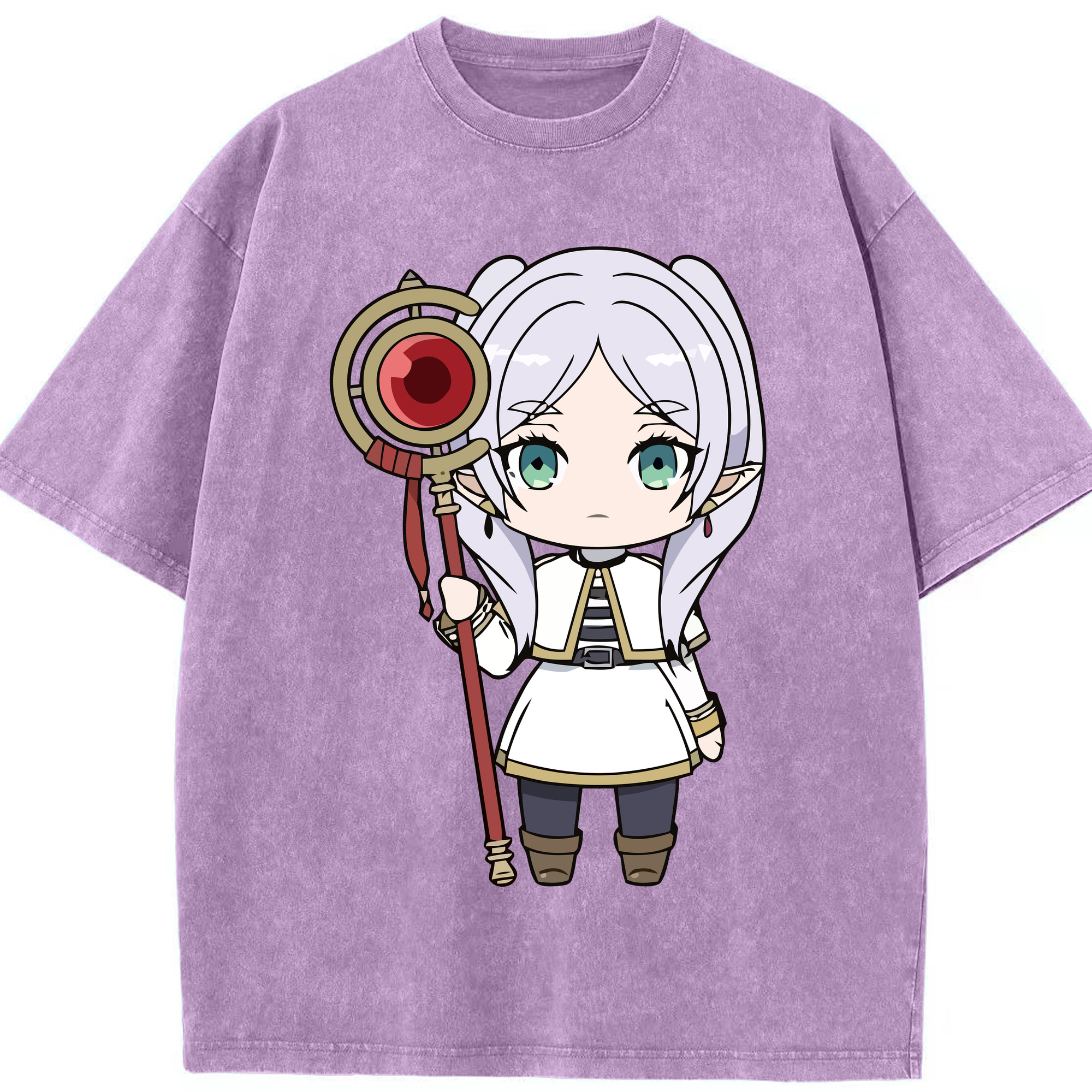 （画像用） 葬送のフリーレン Frieren 綿100% ヴィンテージ風 半袖Tシャツ（フロントプリント）
