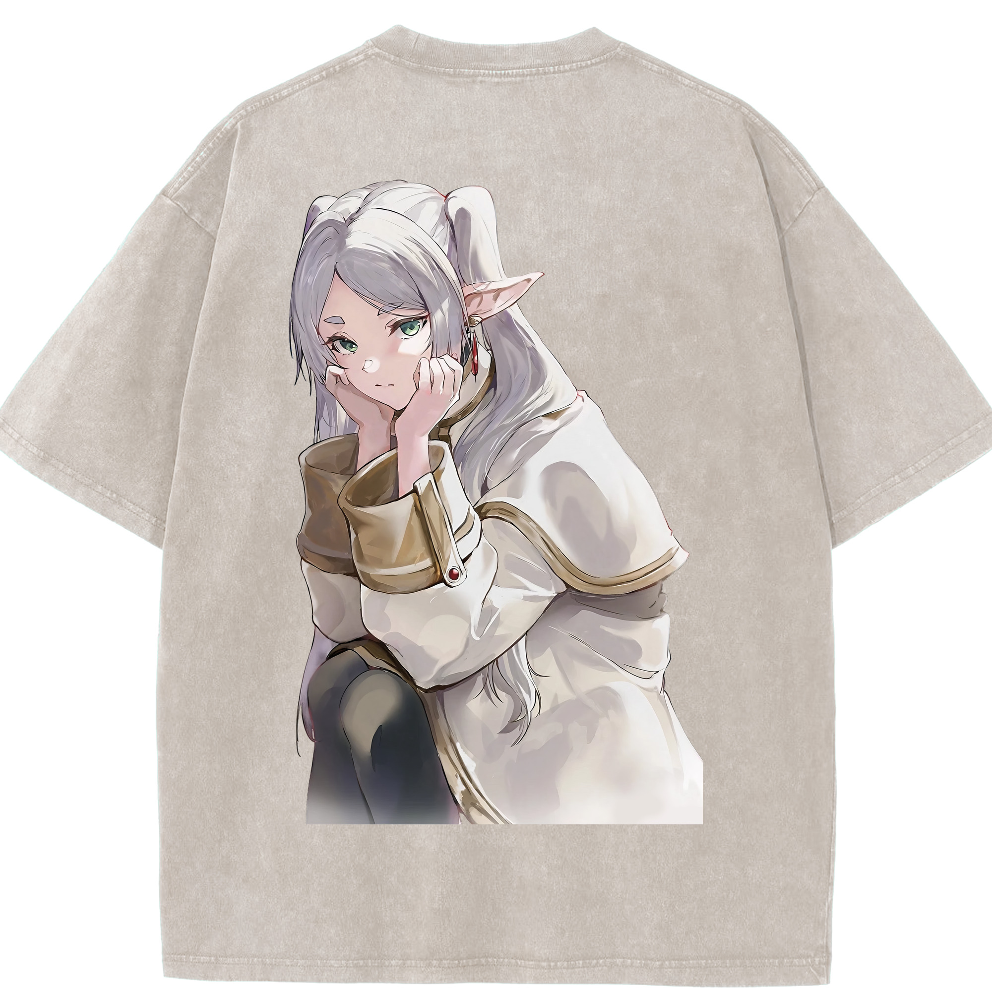 （画像用） 葬送のフリーレン Frieren 綿100% ヴィンテージ風 半袖Tシャツ（背面プリント）