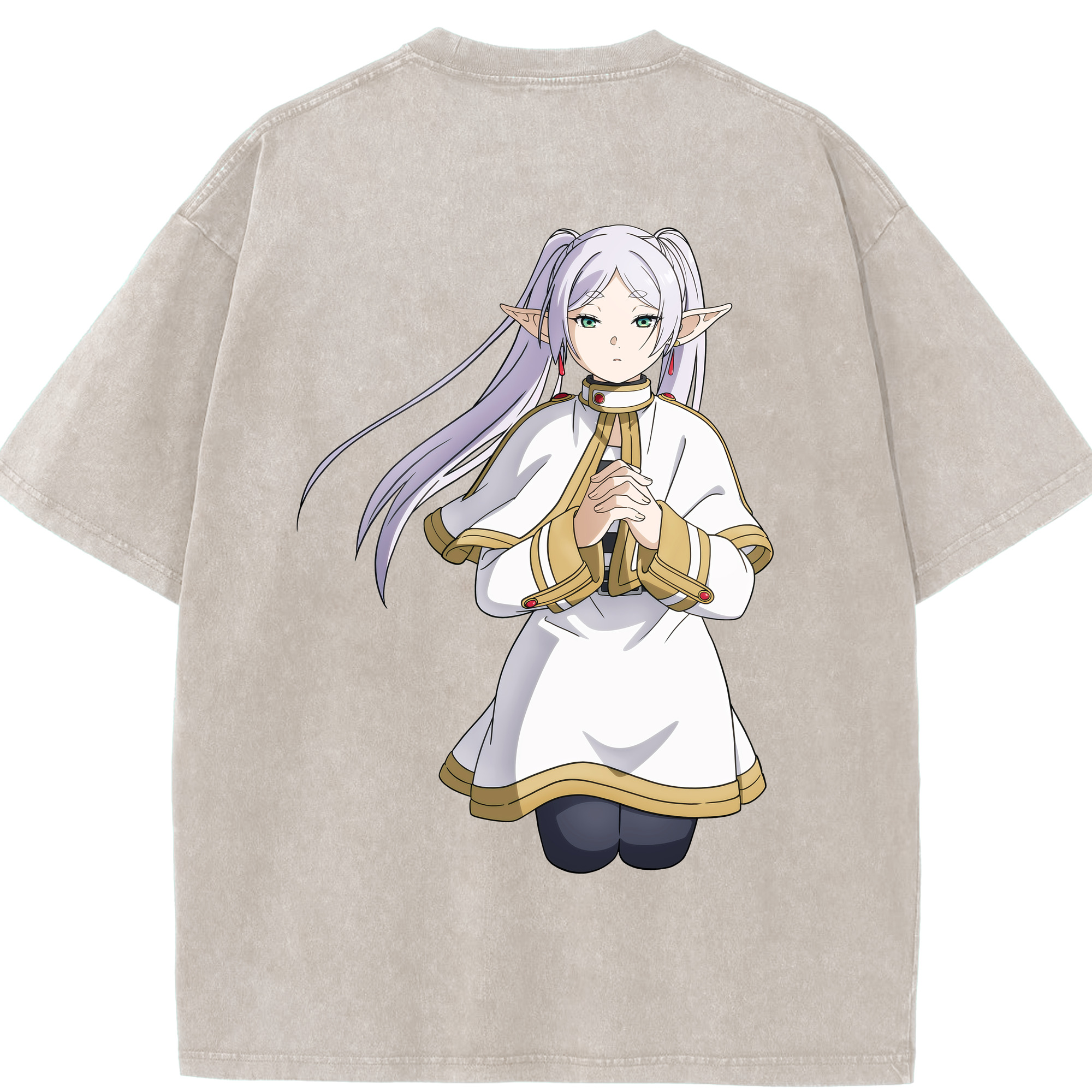 （画像用） 葬送のフリーレン Frieren 綿100% ヴィンテージ風 半袖Tシャツ（背面プリント）