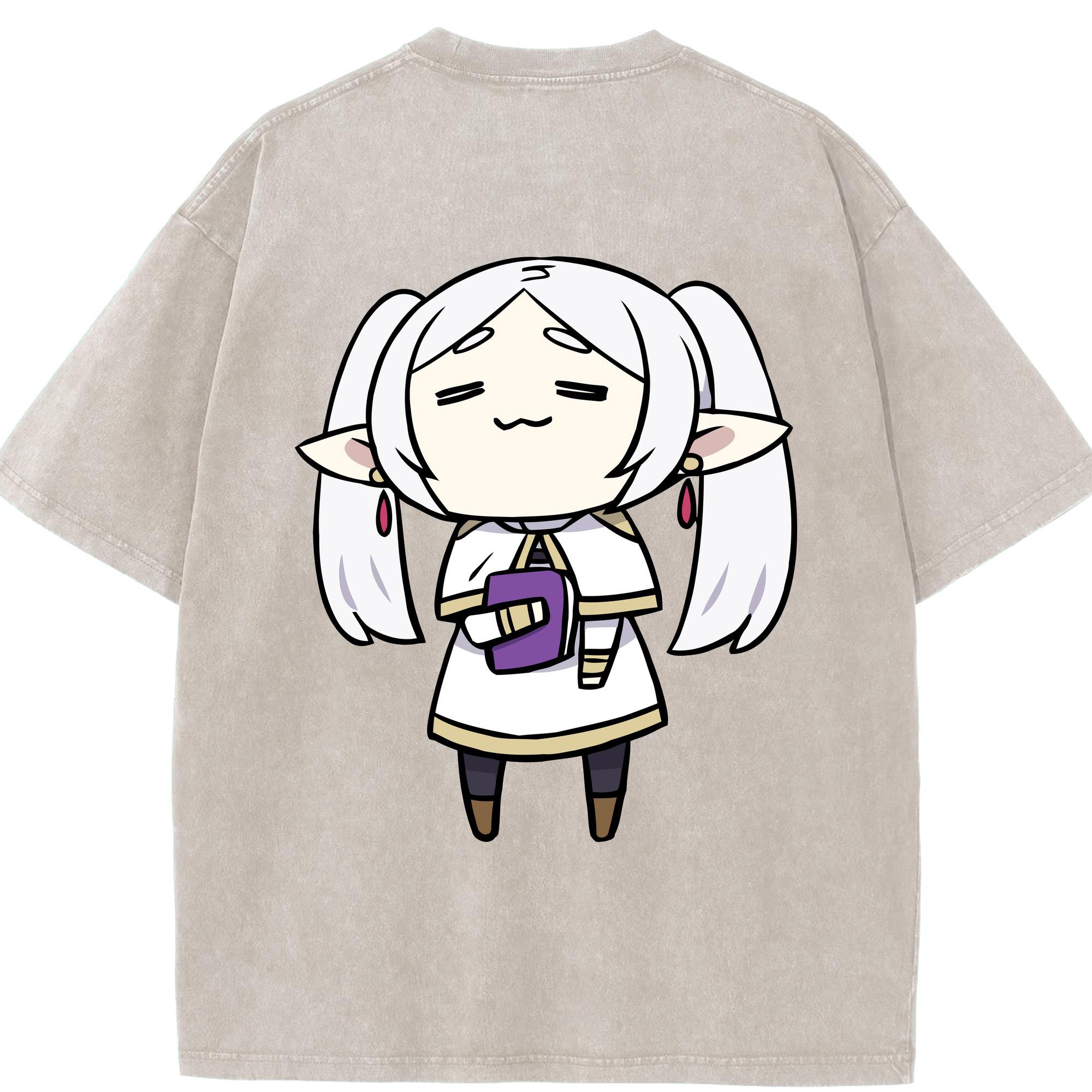 （画像用） 葬送のフリーレン Frieren 綿100% ヴィンテージ風 半袖Tシャツ（背面プリント）