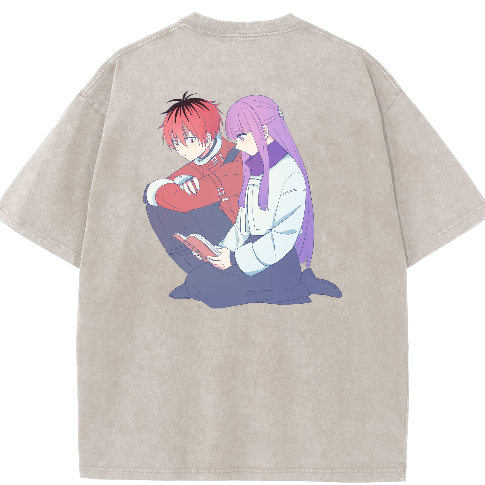 （画像用） 葬送のフリーレン Frieren 綿100% ヴィンテージ風 半袖Tシャツ（背面プリント）