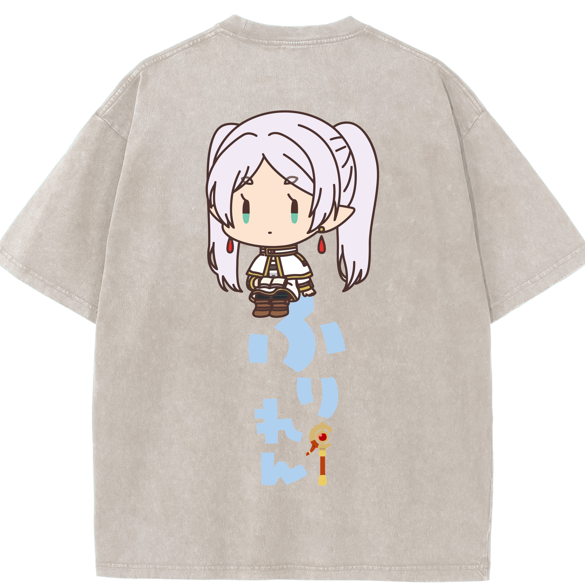 （画像用） 葬送のフリーレン Frieren 綿100% ヴィンテージ風 半袖Tシャツ（背面プリント）