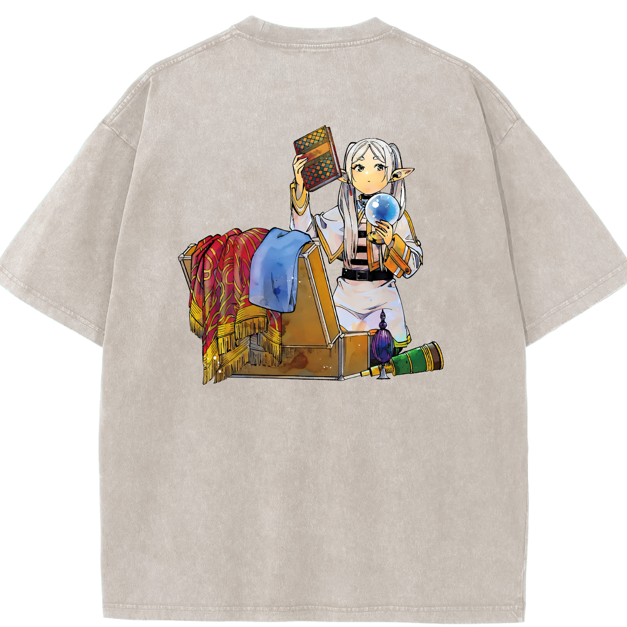 （画像用） 葬送のフリーレン Frieren 綿100% ヴィンテージ風 半袖Tシャツ（背面プリント）