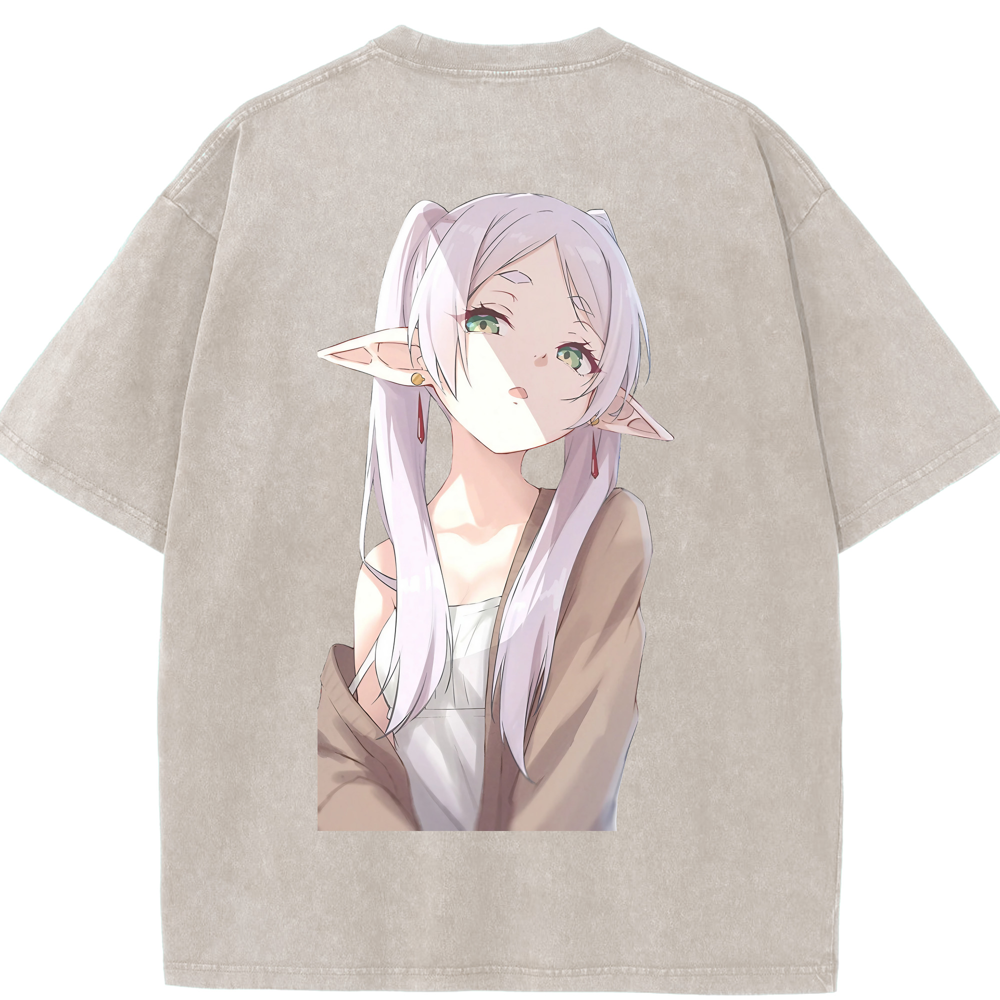 （画像用） 葬送のフリーレン Frieren 綿100% ヴィンテージ風 半袖Tシャツ（背面プリント）