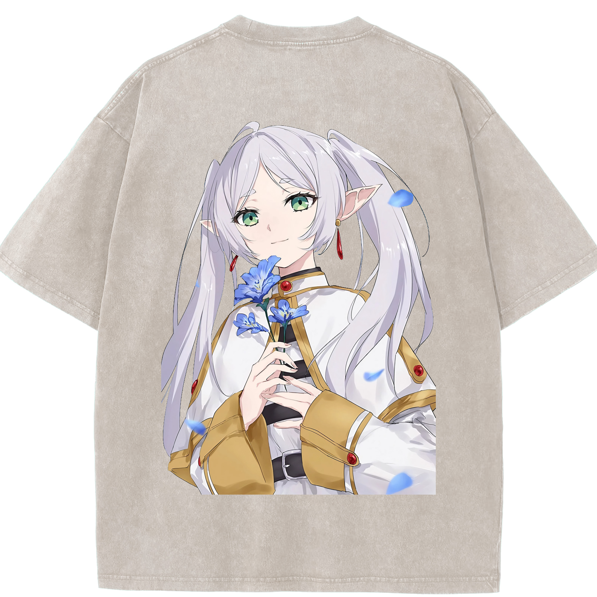 （画像用） 葬送のフリーレン Frieren 綿100% ヴィンテージ風 半袖Tシャツ（背面プリント）