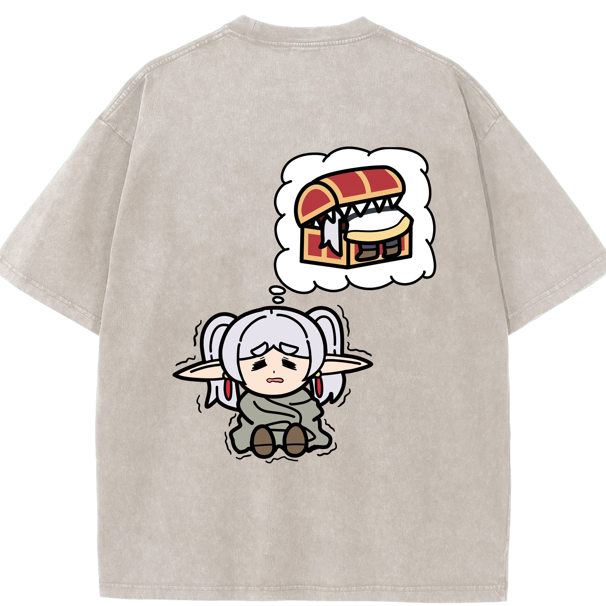 （画像用） 葬送のフリーレン Frieren 綿100% ヴィンテージ風 半袖Tシャツ（背面プリント）