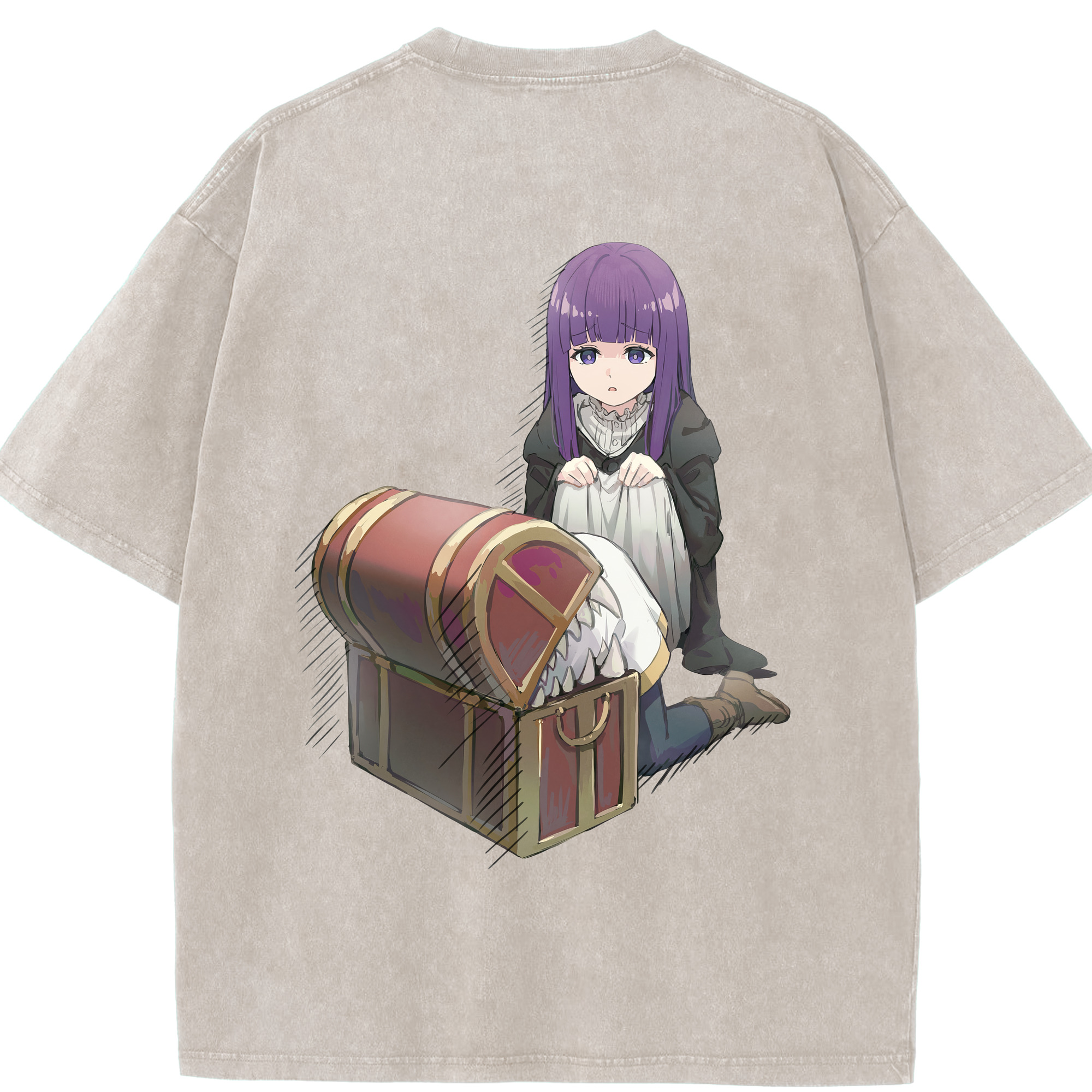 （画像用） 葬送のフリーレン Frieren 綿100% ヴィンテージ風 半袖Tシャツ（背面プリント）