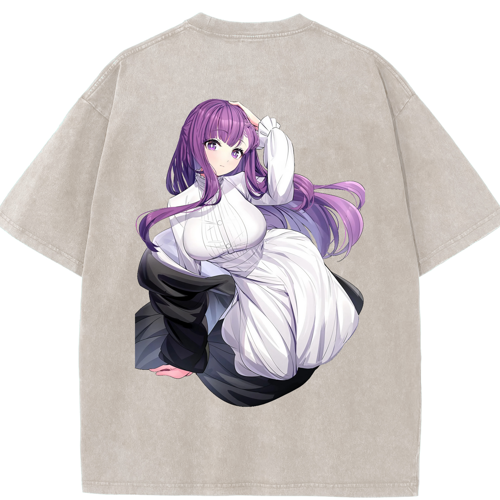 （画像用） 葬送のフリーレン Frieren 綿100% ヴィンテージ風 半袖Tシャツ（背面プリント）