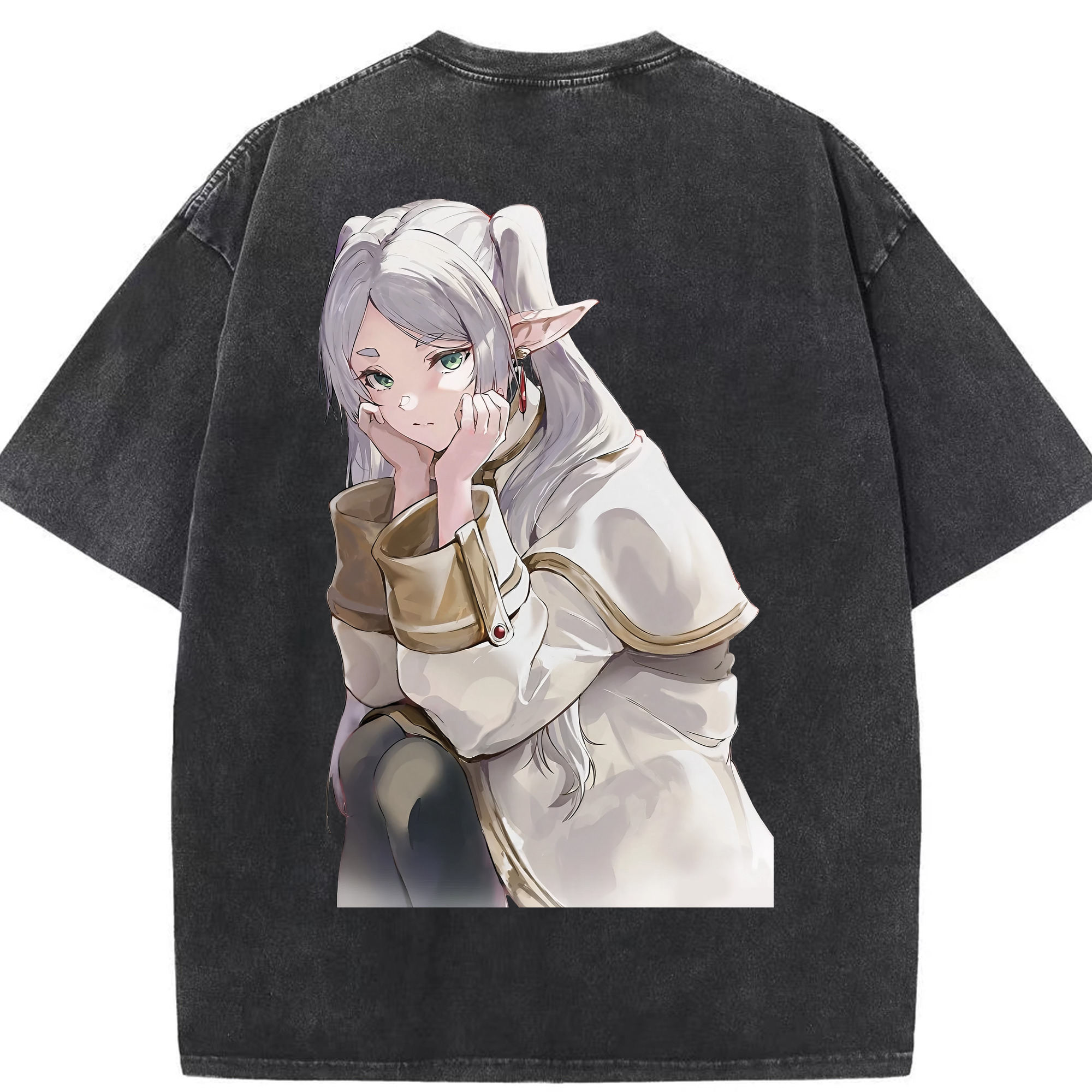 （画像用） 葬送のフリーレン Frieren 綿100% ヴィンテージ風 半袖Tシャツ（背面プリント）