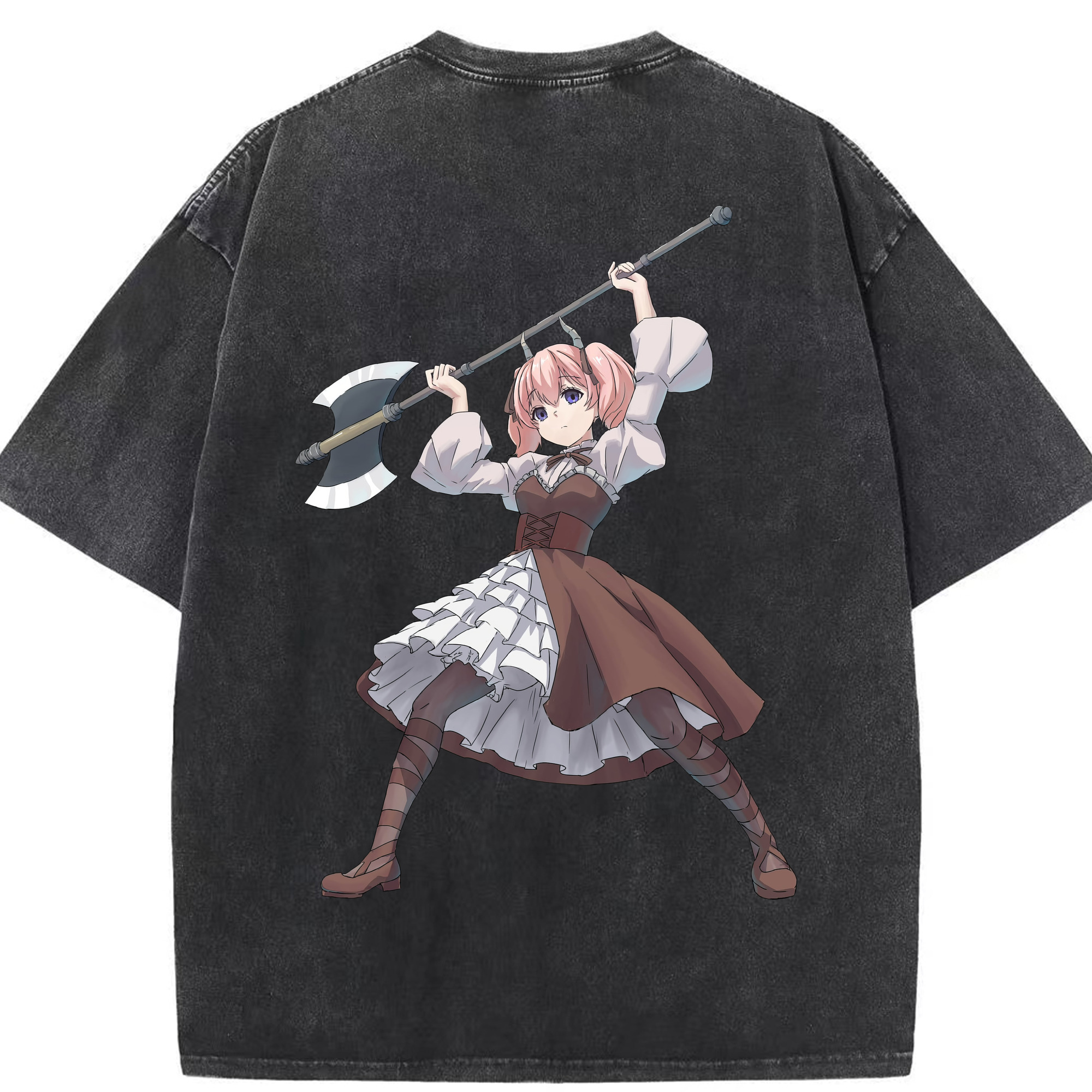 （画像用） 葬送のフリーレン Frieren 綿100% ヴィンテージ風 半袖Tシャツ（背面プリント）