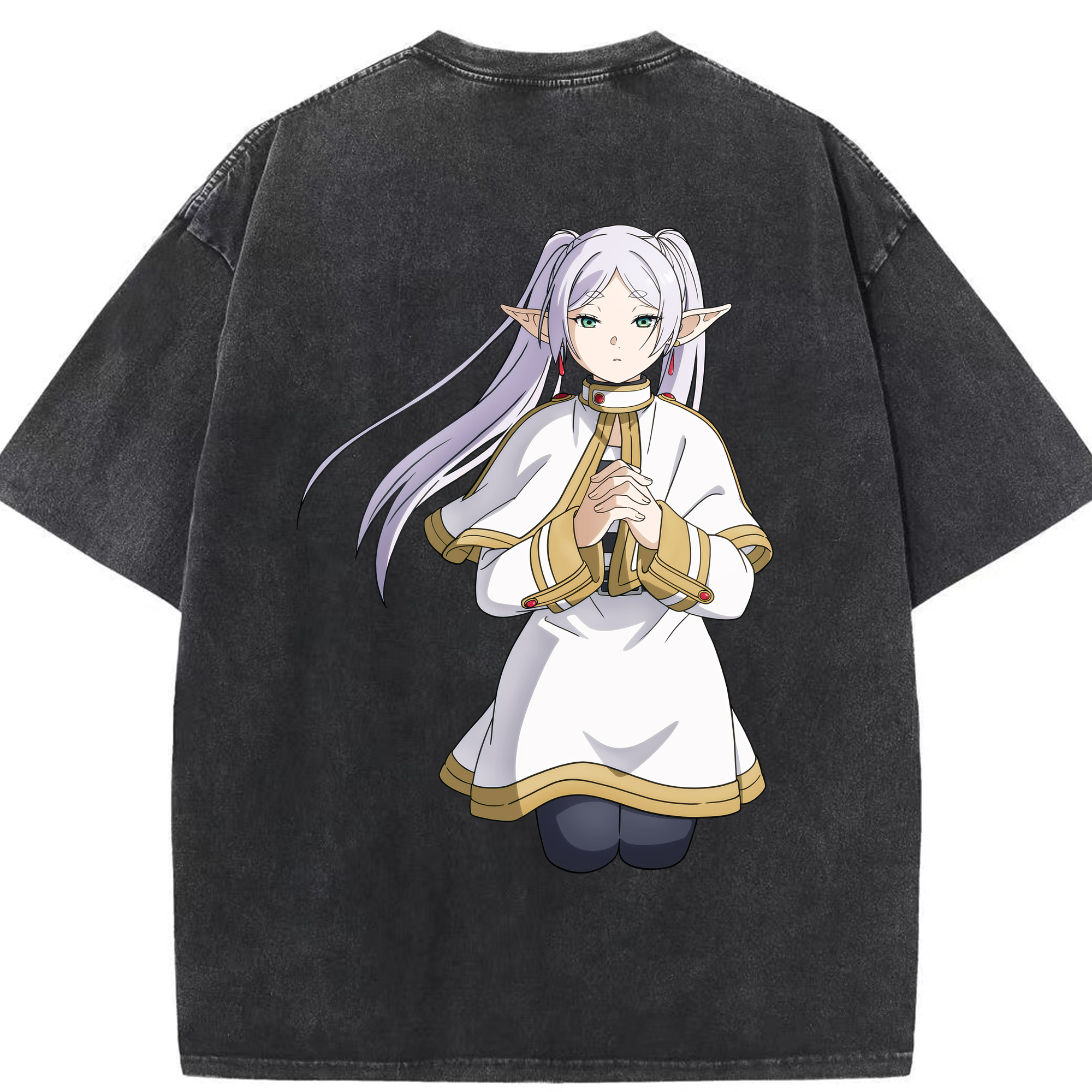 （画像用） 葬送のフリーレン Frieren 綿100% ヴィンテージ風 半袖Tシャツ（背面プリント）