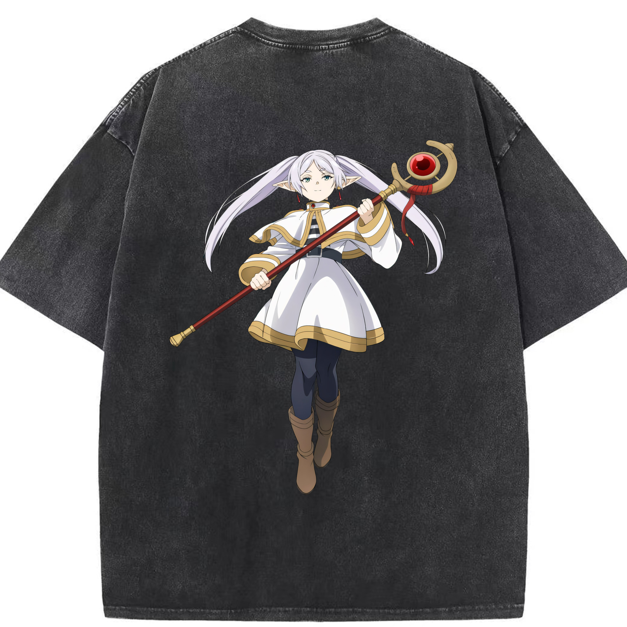 （画像用） 葬送のフリーレン Frieren 綿100% ヴィンテージ風 半袖Tシャツ（背面プリント）
