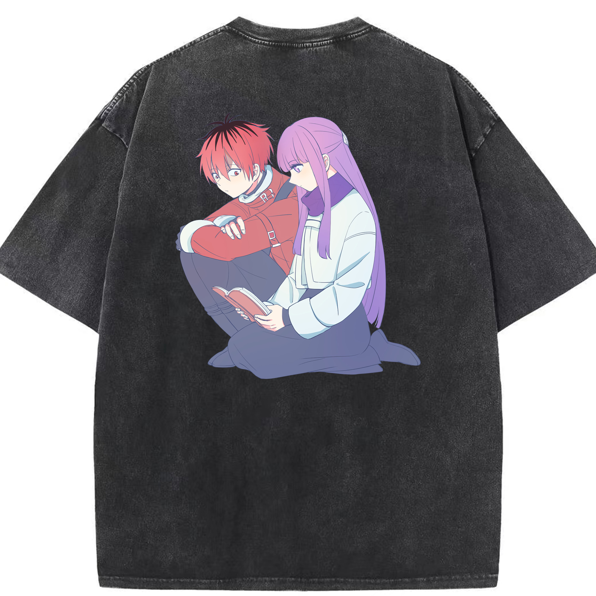 （画像用） 葬送のフリーレン Frieren 綿100% ヴィンテージ風 半袖Tシャツ（背面プリント）