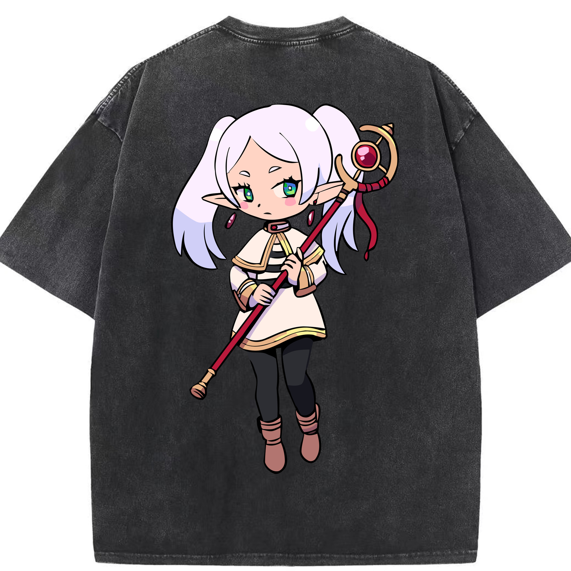 （画像用） 葬送のフリーレン Frieren 綿100% ヴィンテージ風 半袖Tシャツ（背面プリント）