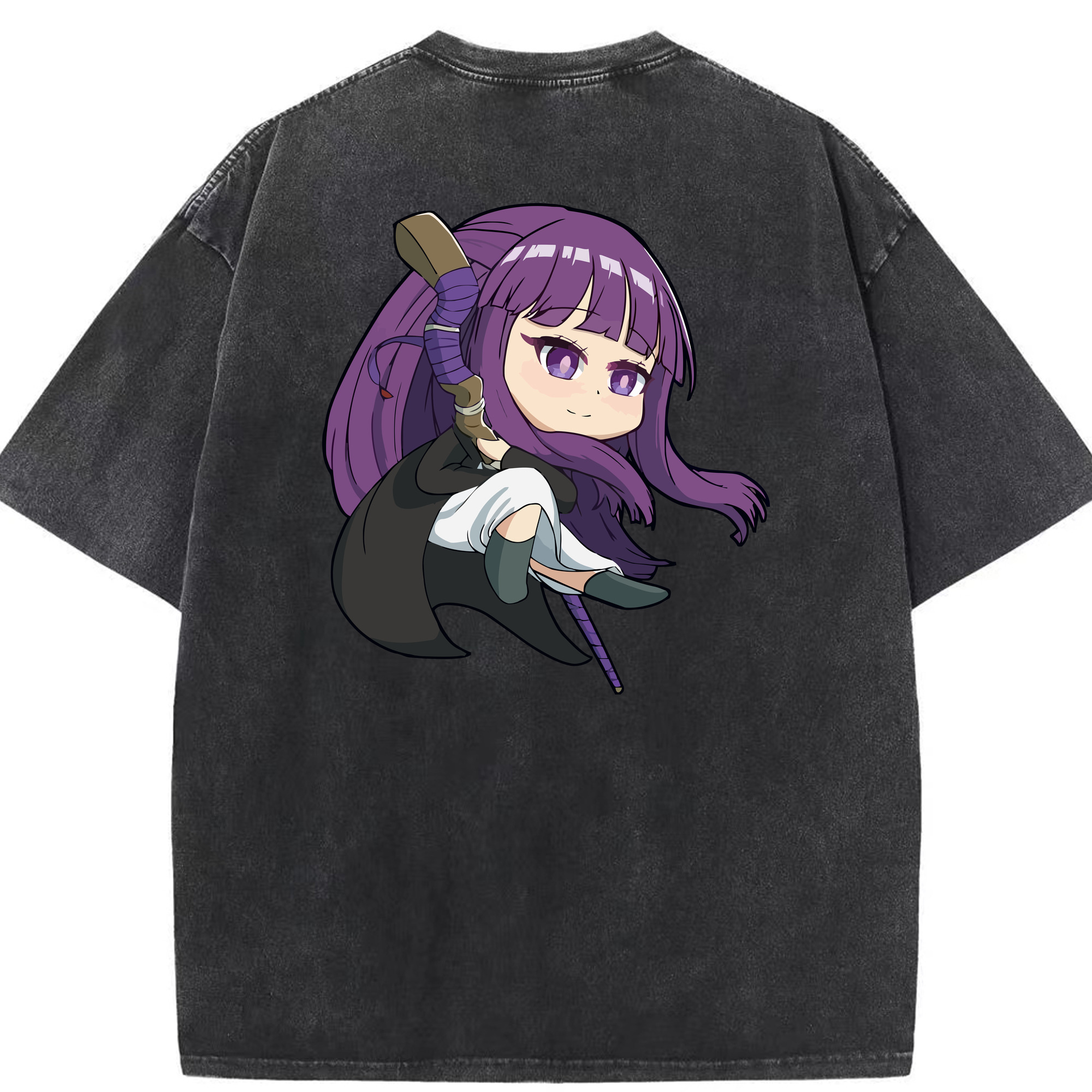 （画像用） 葬送のフリーレン Frieren 綿100% ヴィンテージ風 半袖Tシャツ（背面プリント）