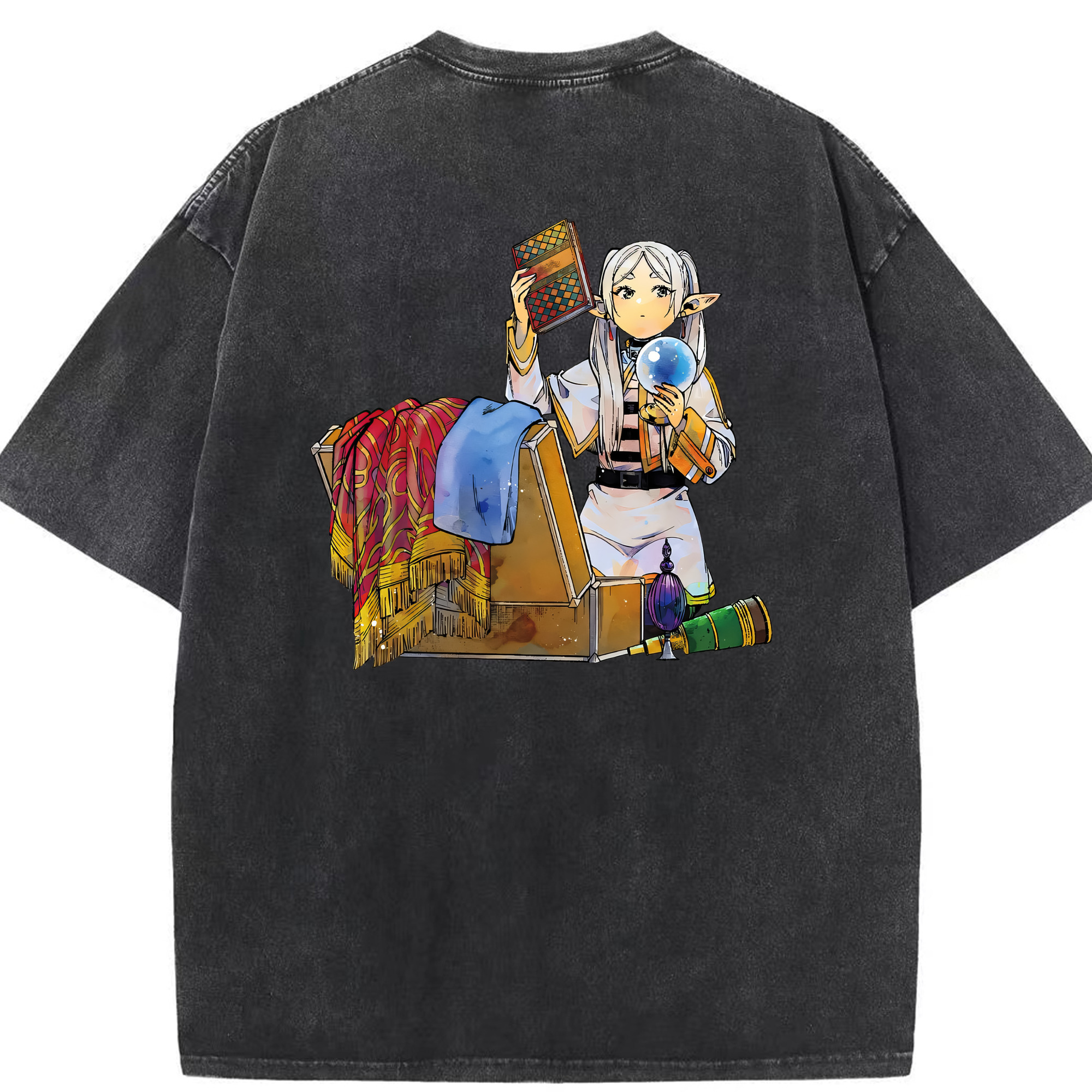 （画像用） 葬送のフリーレン Frieren 綿100% ヴィンテージ風 半袖Tシャツ（背面プリント）