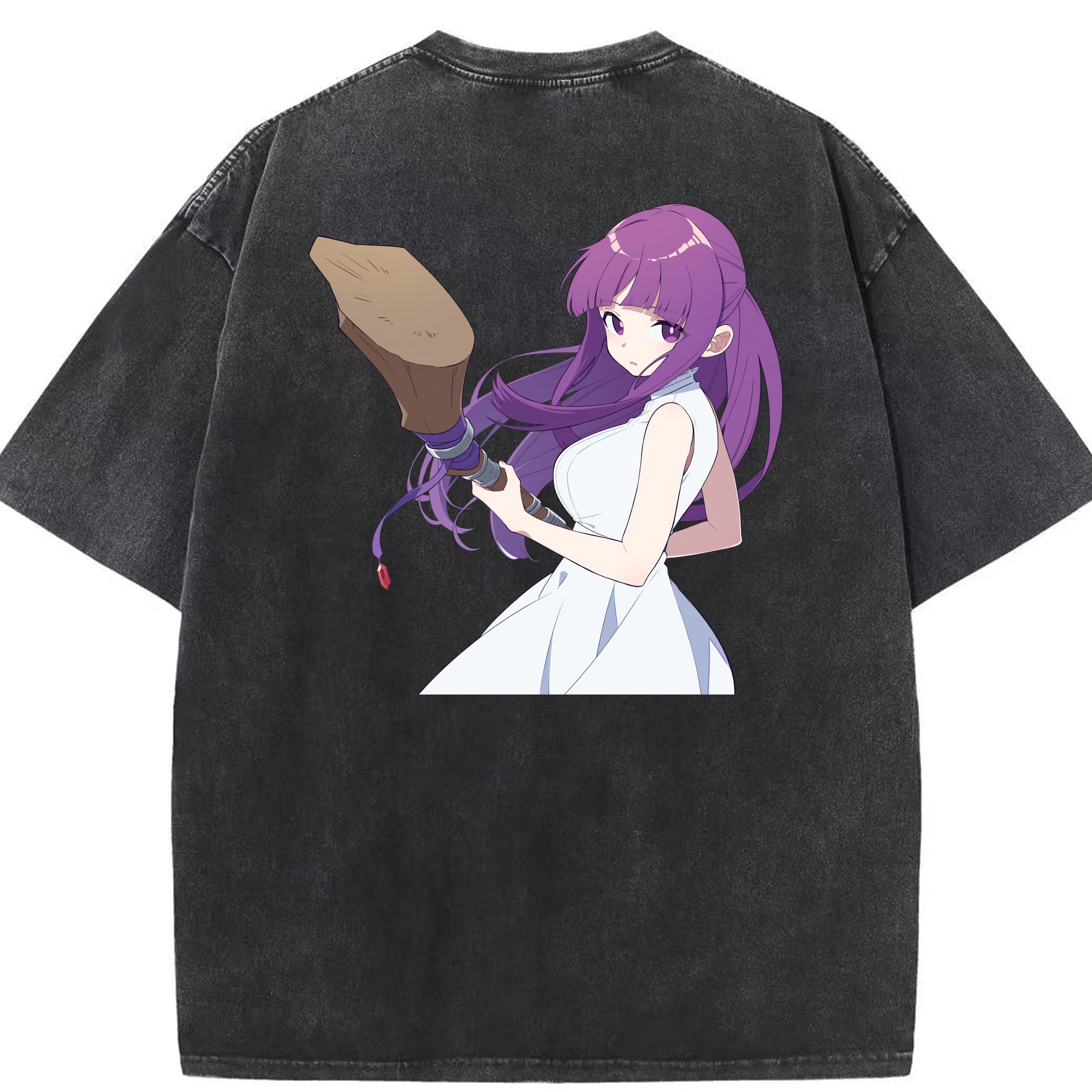 （画像用） 葬送のフリーレン Frieren 綿100% ヴィンテージ風 半袖Tシャツ（背面プリント）