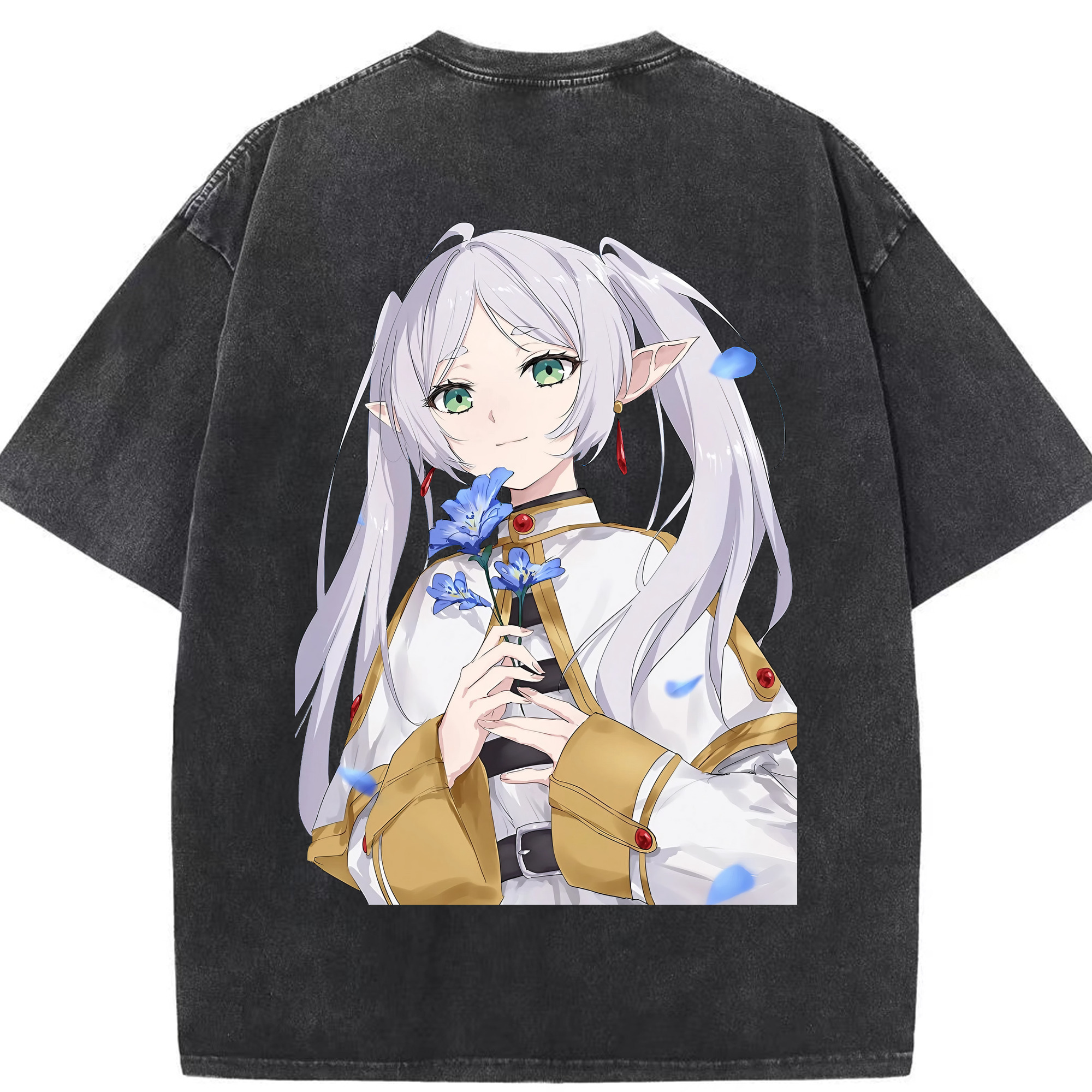 （画像用） 葬送のフリーレン Frieren 綿100% ヴィンテージ風 半袖Tシャツ（背面プリント）