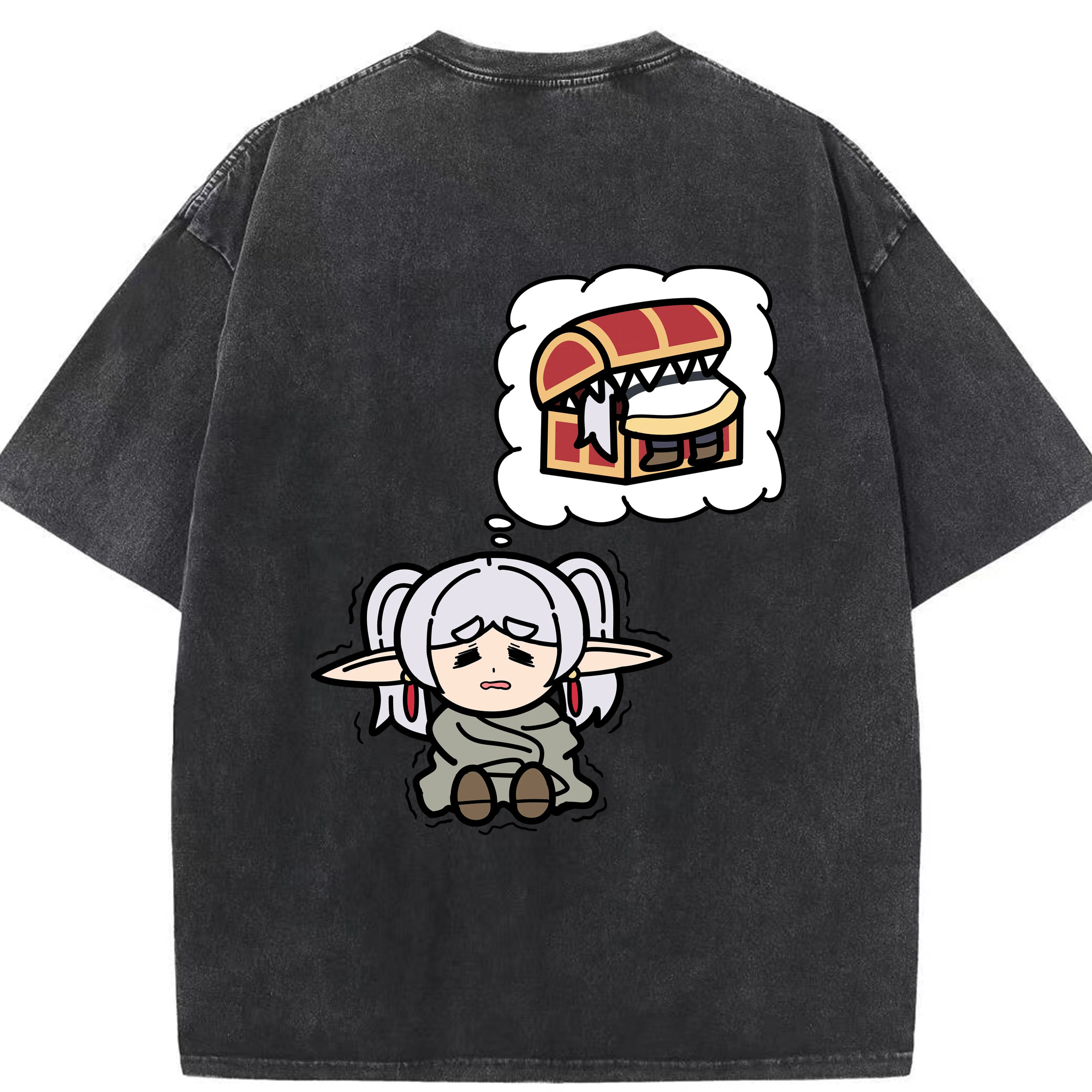 （画像用） 葬送のフリーレン Frieren 綿100% ヴィンテージ風 半袖Tシャツ（背面プリント）
