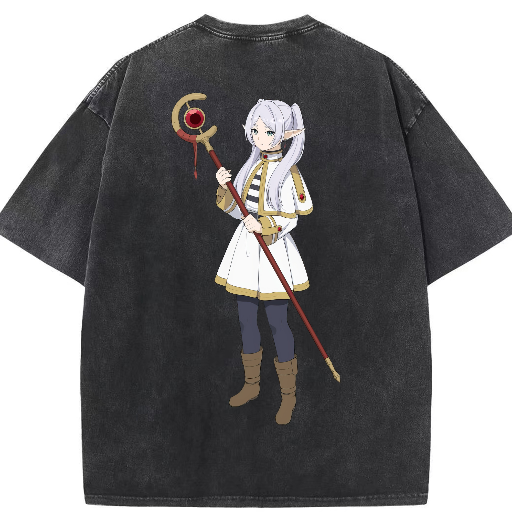 （画像用） 葬送のフリーレン Frieren 綿100% ヴィンテージ風 半袖Tシャツ（背面プリント）