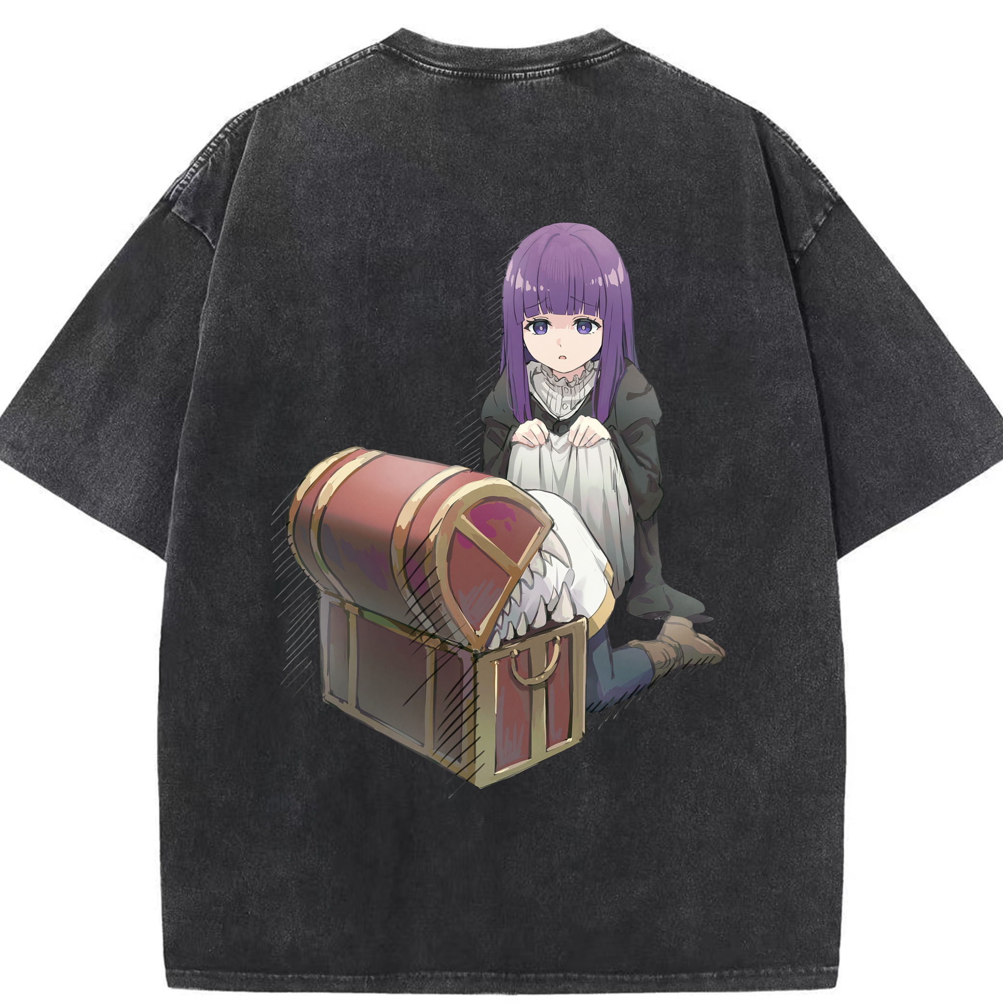 （画像用） 葬送のフリーレン Frieren 綿100% ヴィンテージ風 半袖Tシャツ（背面プリント）