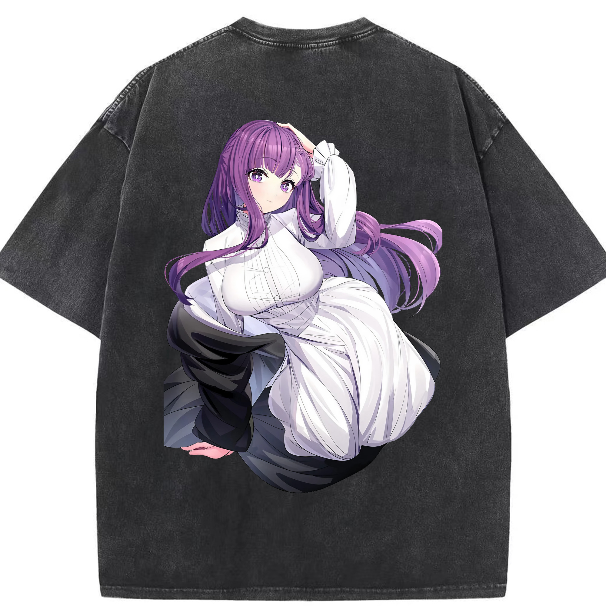 （画像用） 葬送のフリーレン Frieren 綿100% ヴィンテージ風 半袖Tシャツ（背面プリント）