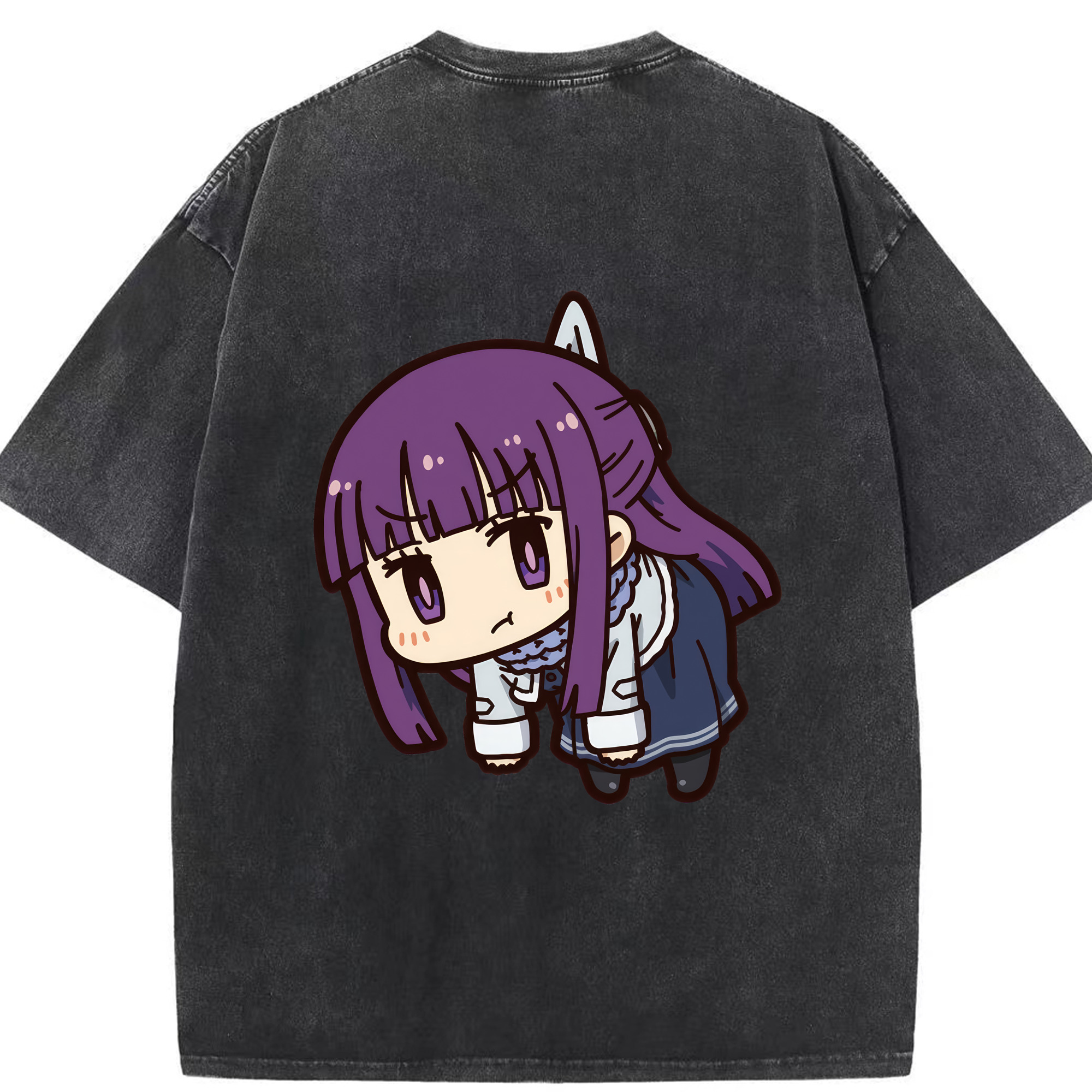 （画像用） 葬送のフリーレン Frieren 綿100% ヴィンテージ風 半袖Tシャツ（背面プリント）