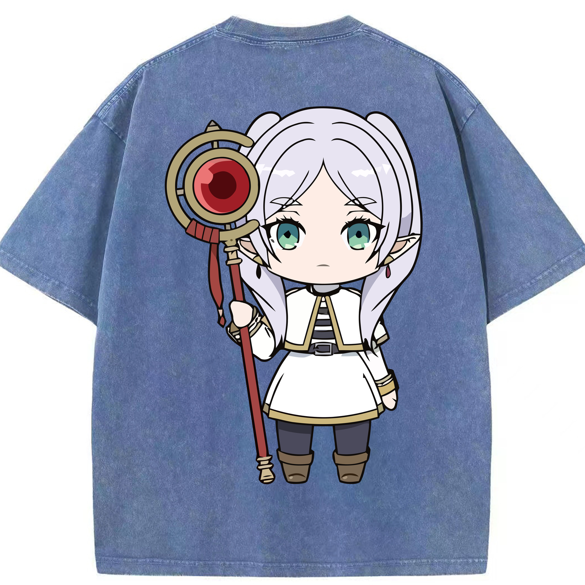 （画像用） 葬送のフリーレン Frieren 綿100% ヴィンテージ風 半袖Tシャツ（背面プリント）