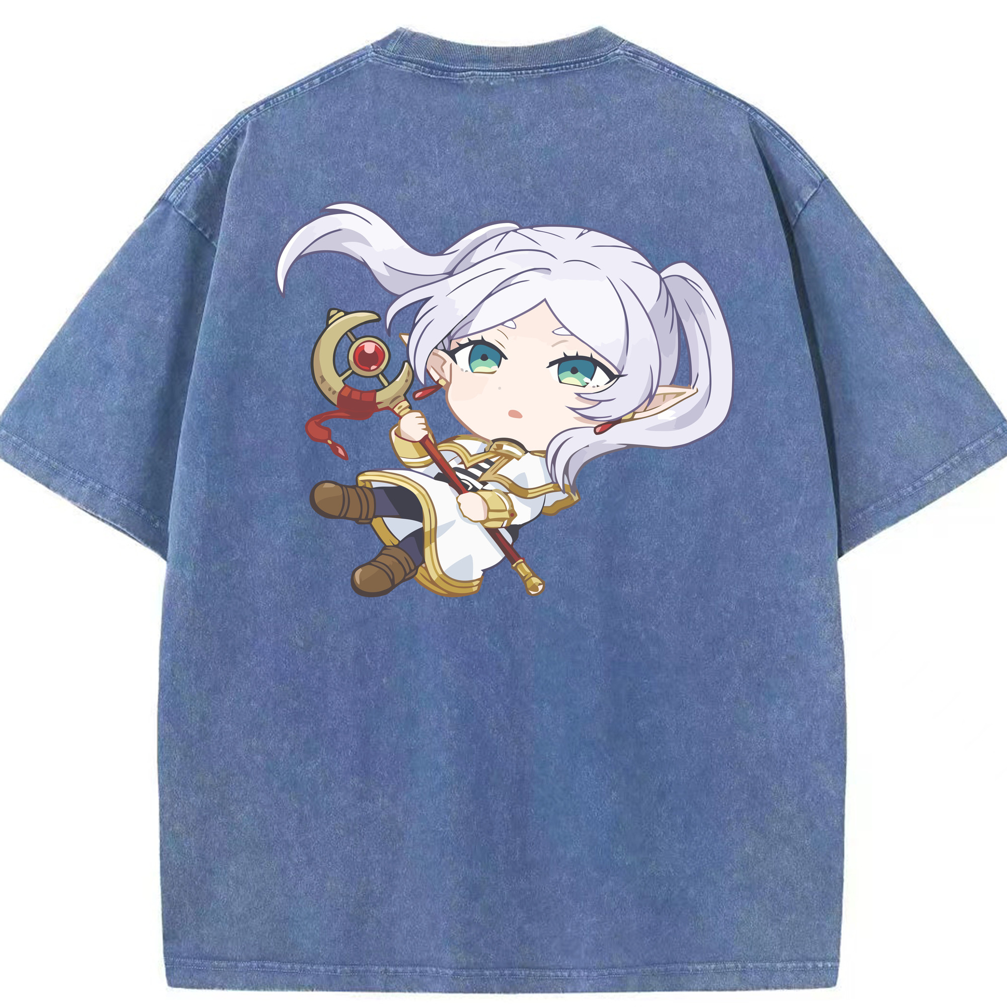（画像用） 葬送のフリーレン Frieren 綿100% ヴィンテージ風 半袖Tシャツ（背面プリント）