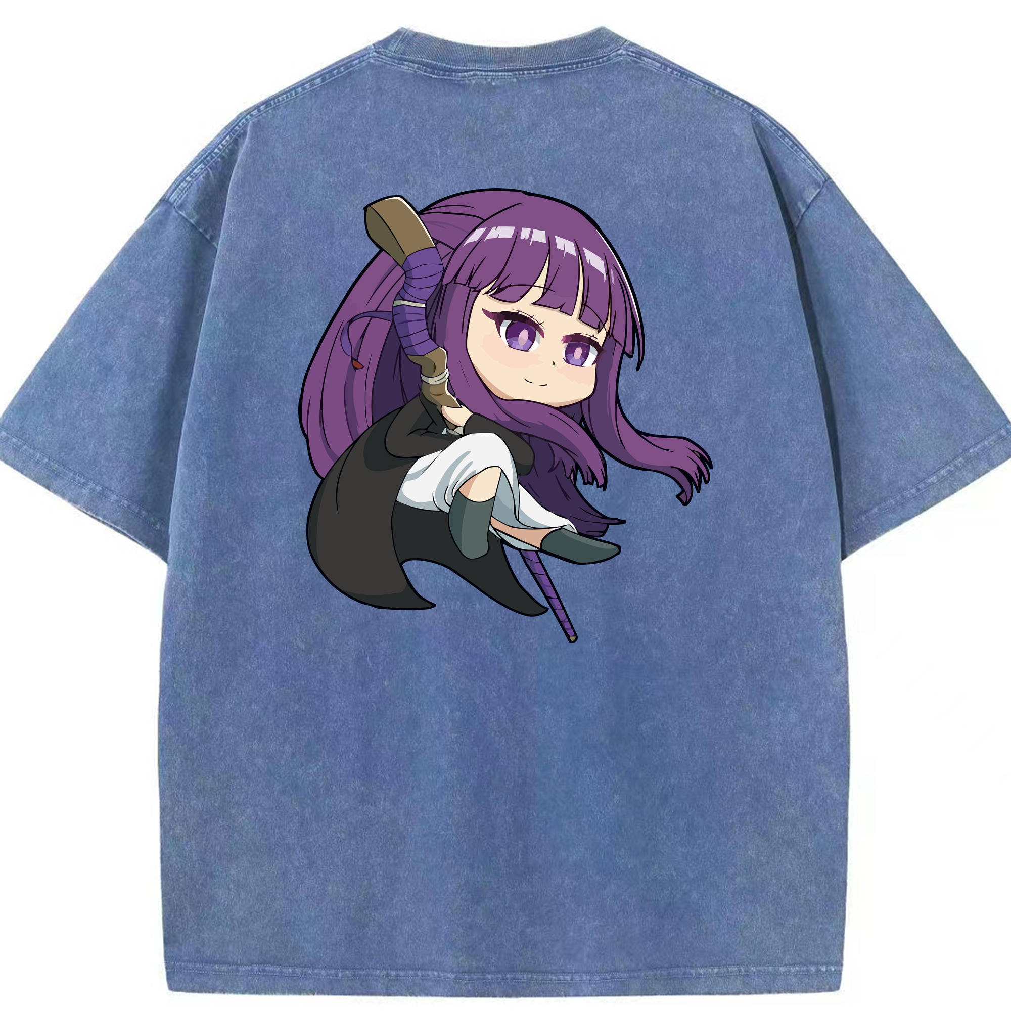 （画像用） 葬送のフリーレン Frieren 綿100% ヴィンテージ風 半袖Tシャツ（背面プリント）