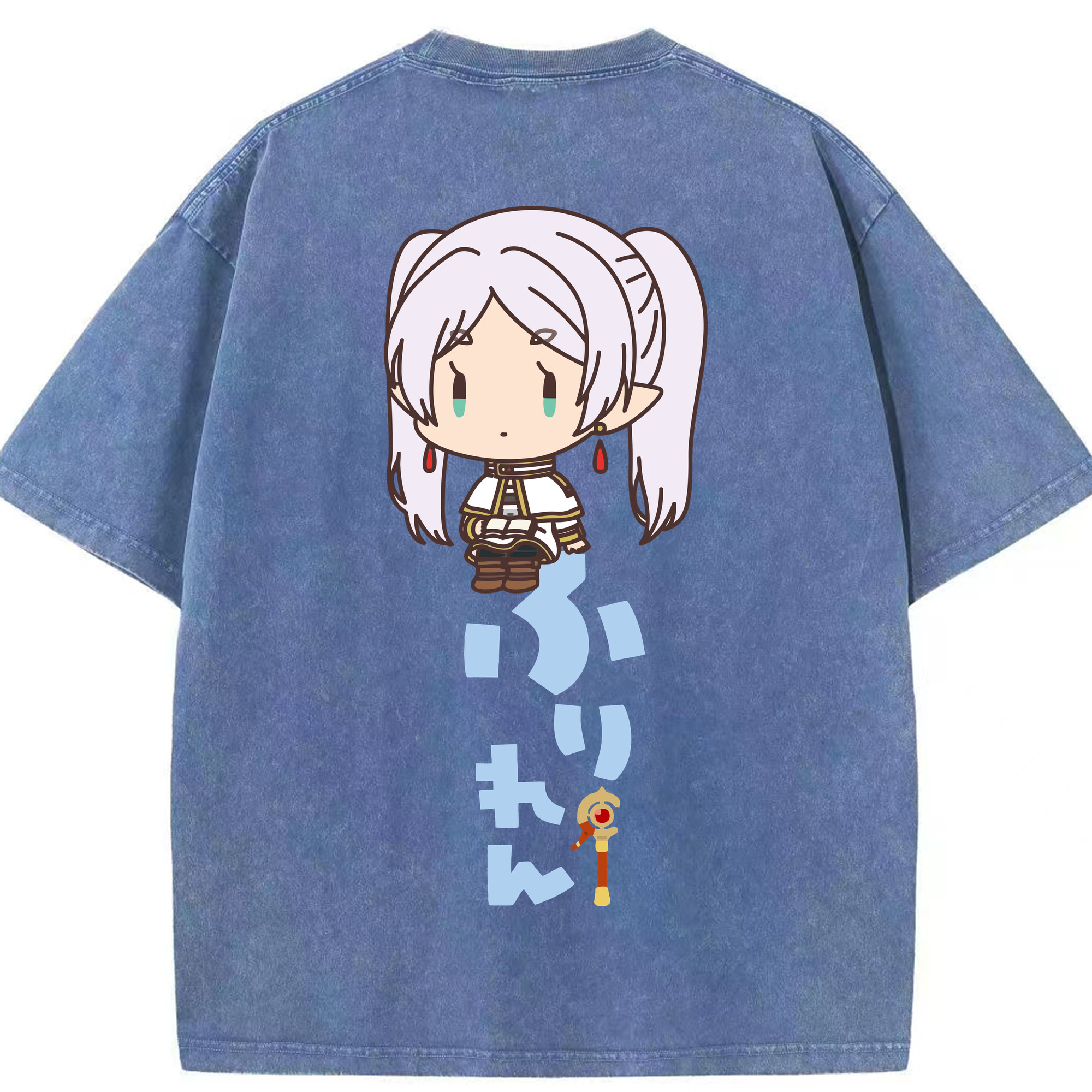 （画像用） 葬送のフリーレン Frieren 綿100% ヴィンテージ風 半袖Tシャツ（背面プリント）