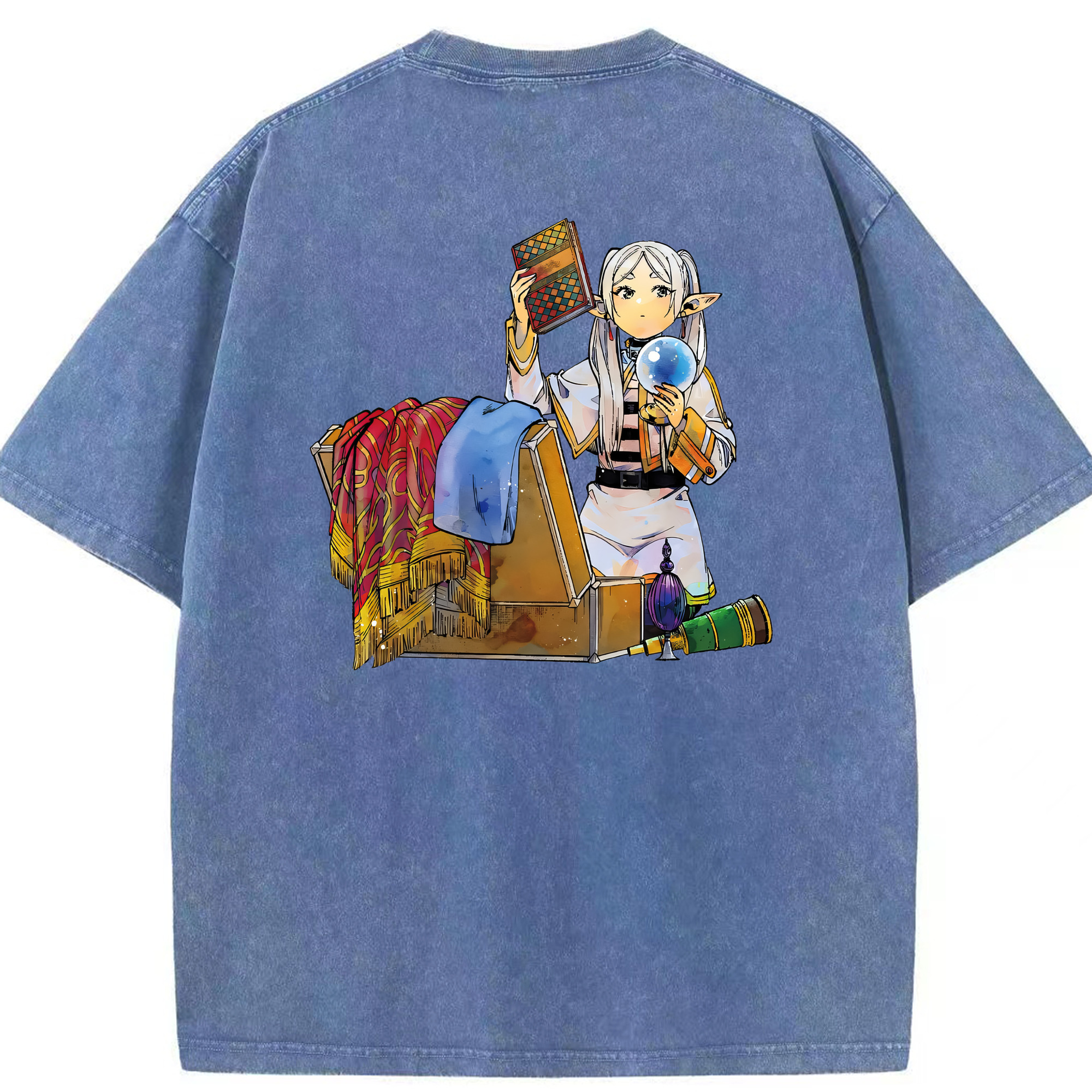 （画像用） 葬送のフリーレン Frieren 綿100% ヴィンテージ風 半袖Tシャツ（背面プリント）