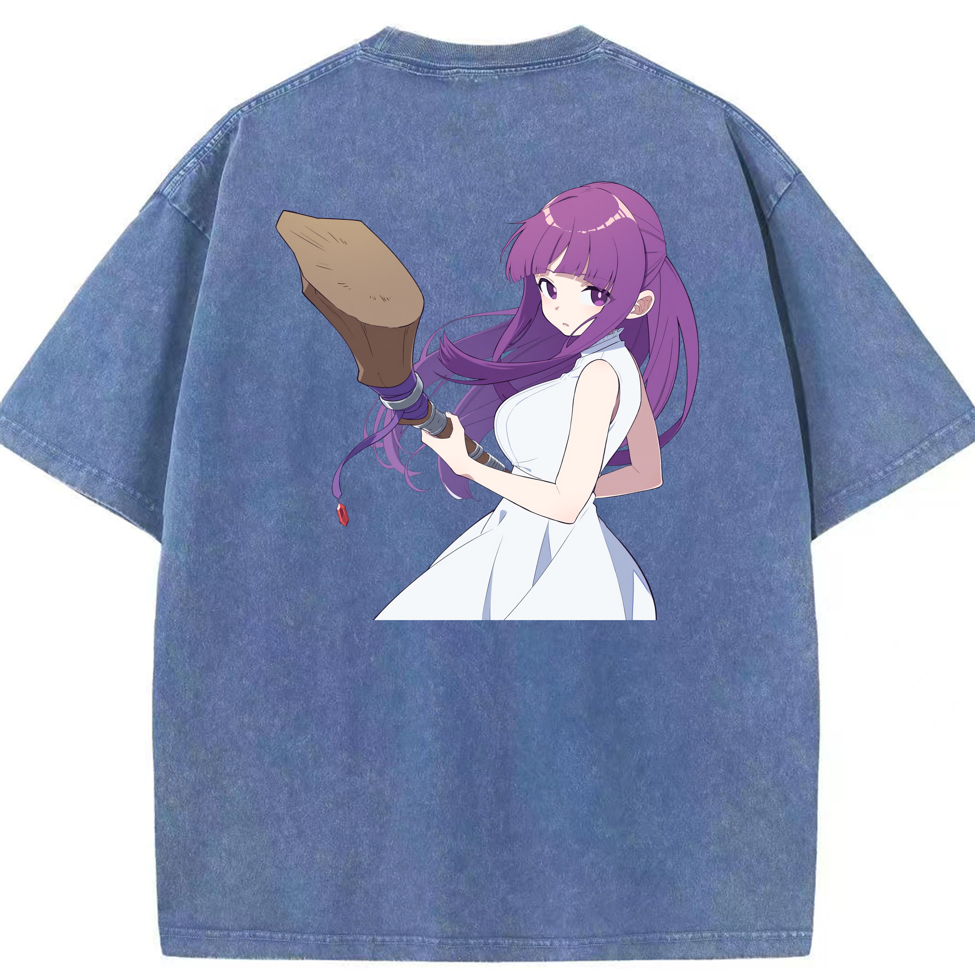 （画像用） 葬送のフリーレン Frieren 綿100% ヴィンテージ風 半袖Tシャツ（背面プリント）