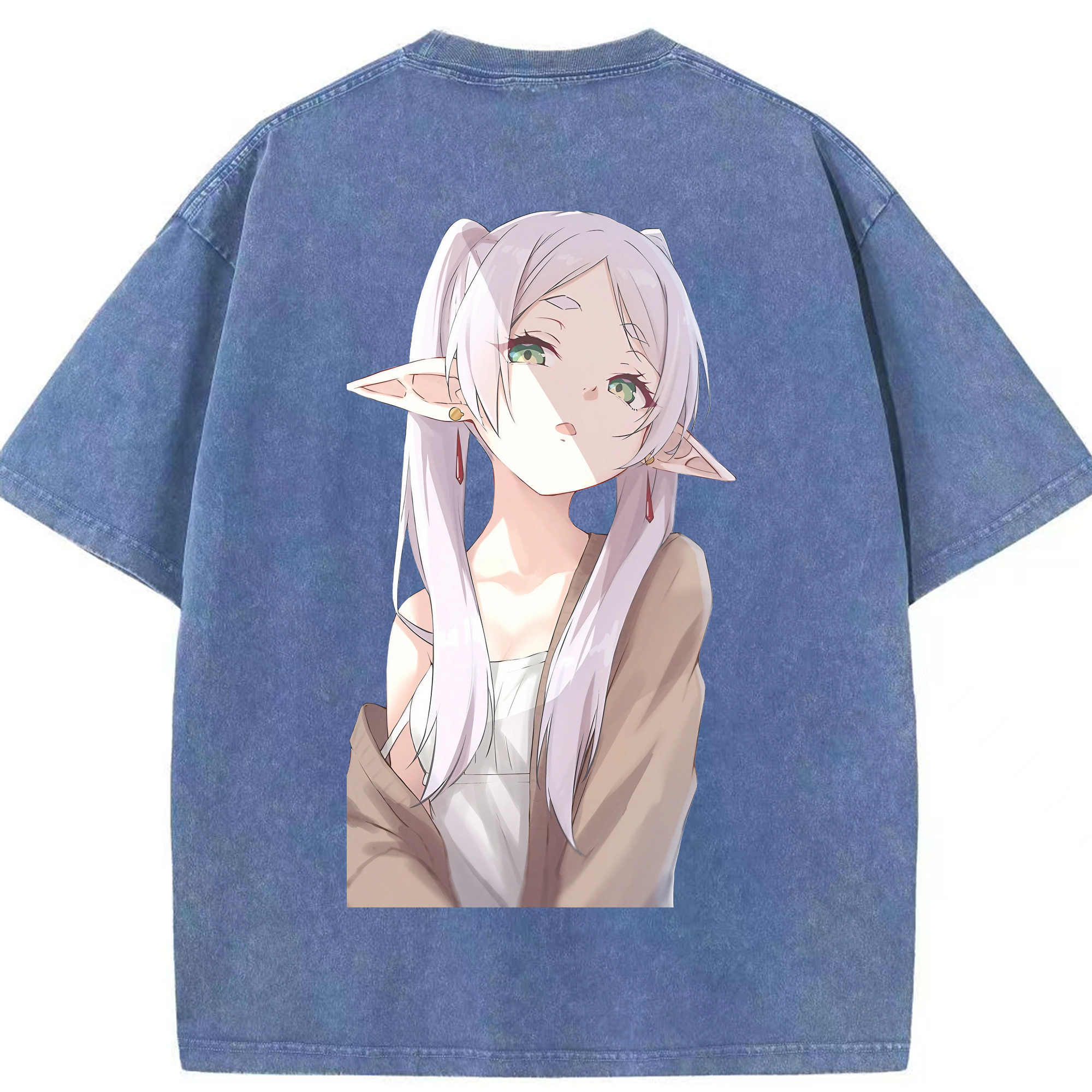 （画像用） 葬送のフリーレン Frieren 綿100% ヴィンテージ風 半袖Tシャツ（背面プリント）