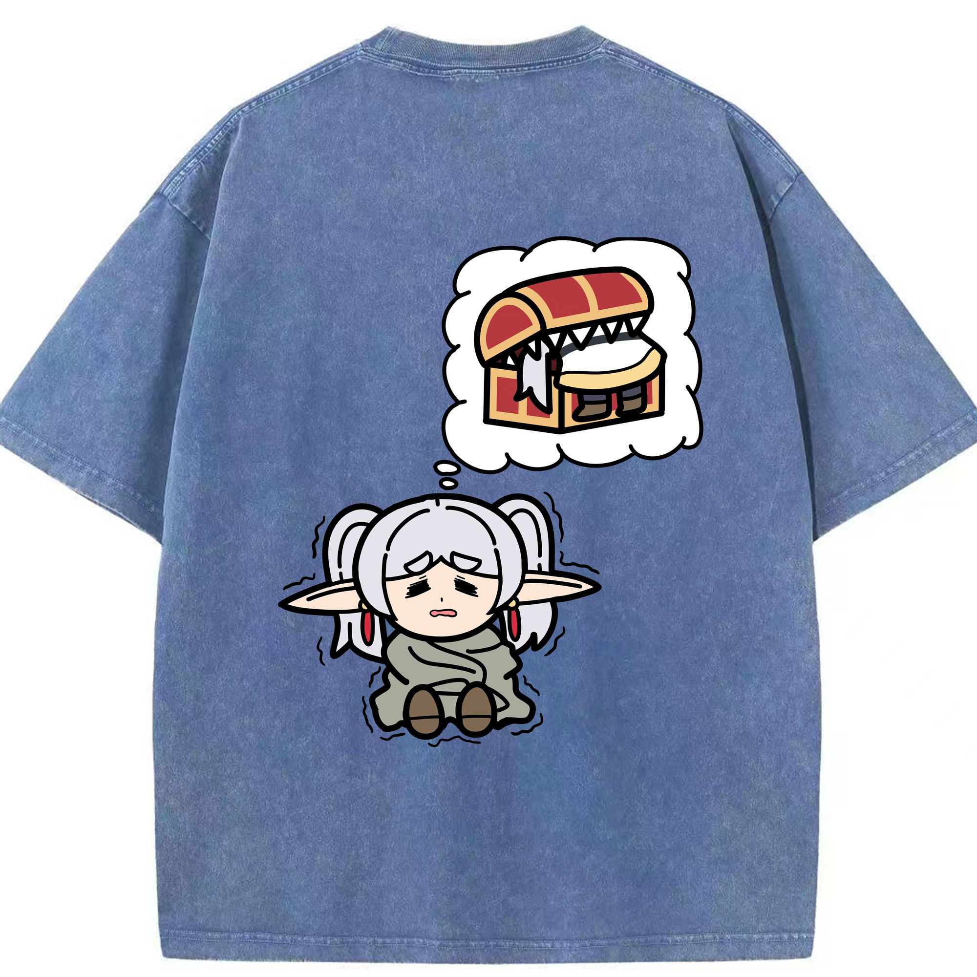 （画像用） 葬送のフリーレン Frieren 綿100% ヴィンテージ風 半袖Tシャツ（背面プリント）
