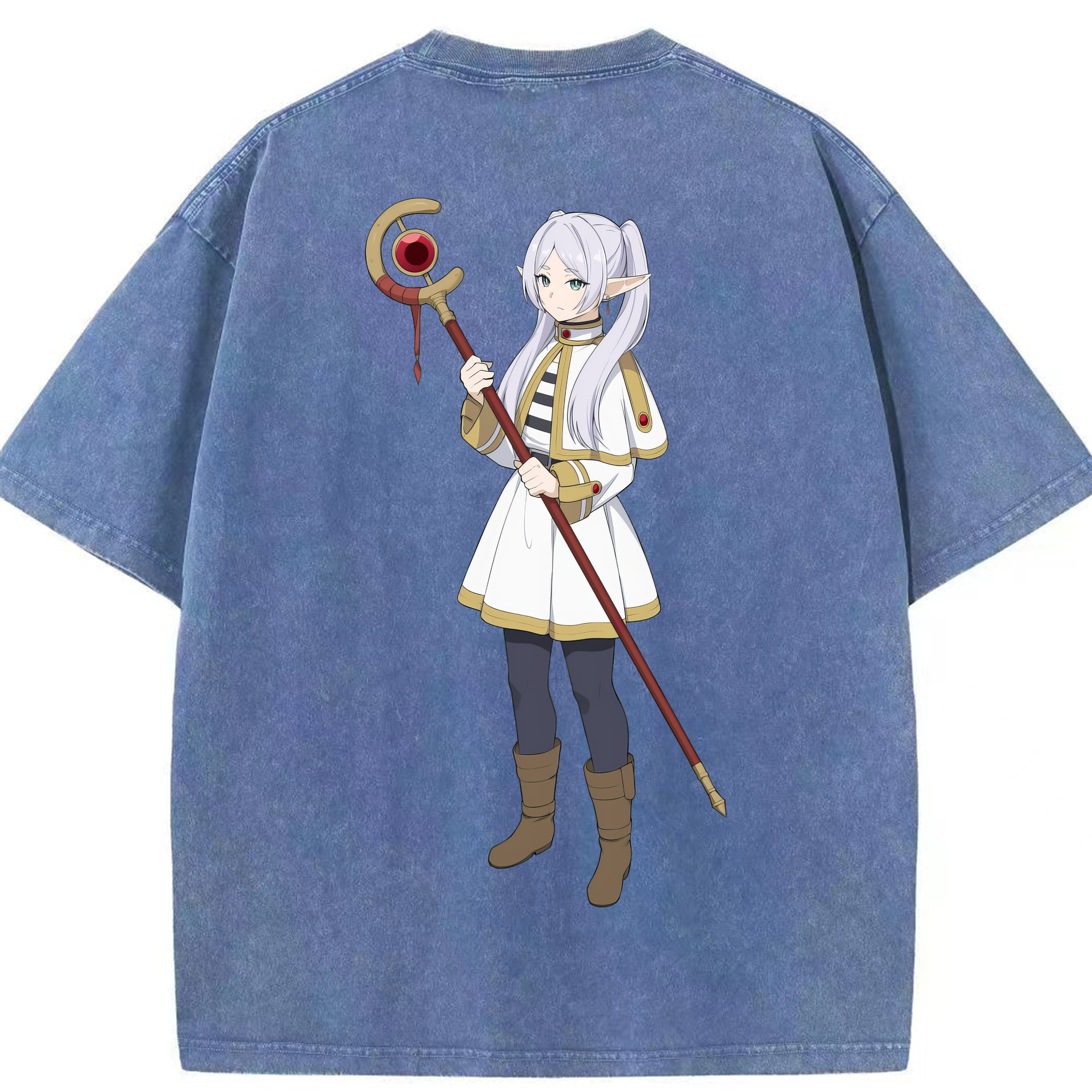 （画像用） 葬送のフリーレン Frieren 綿100% ヴィンテージ風 半袖Tシャツ（背面プリント）