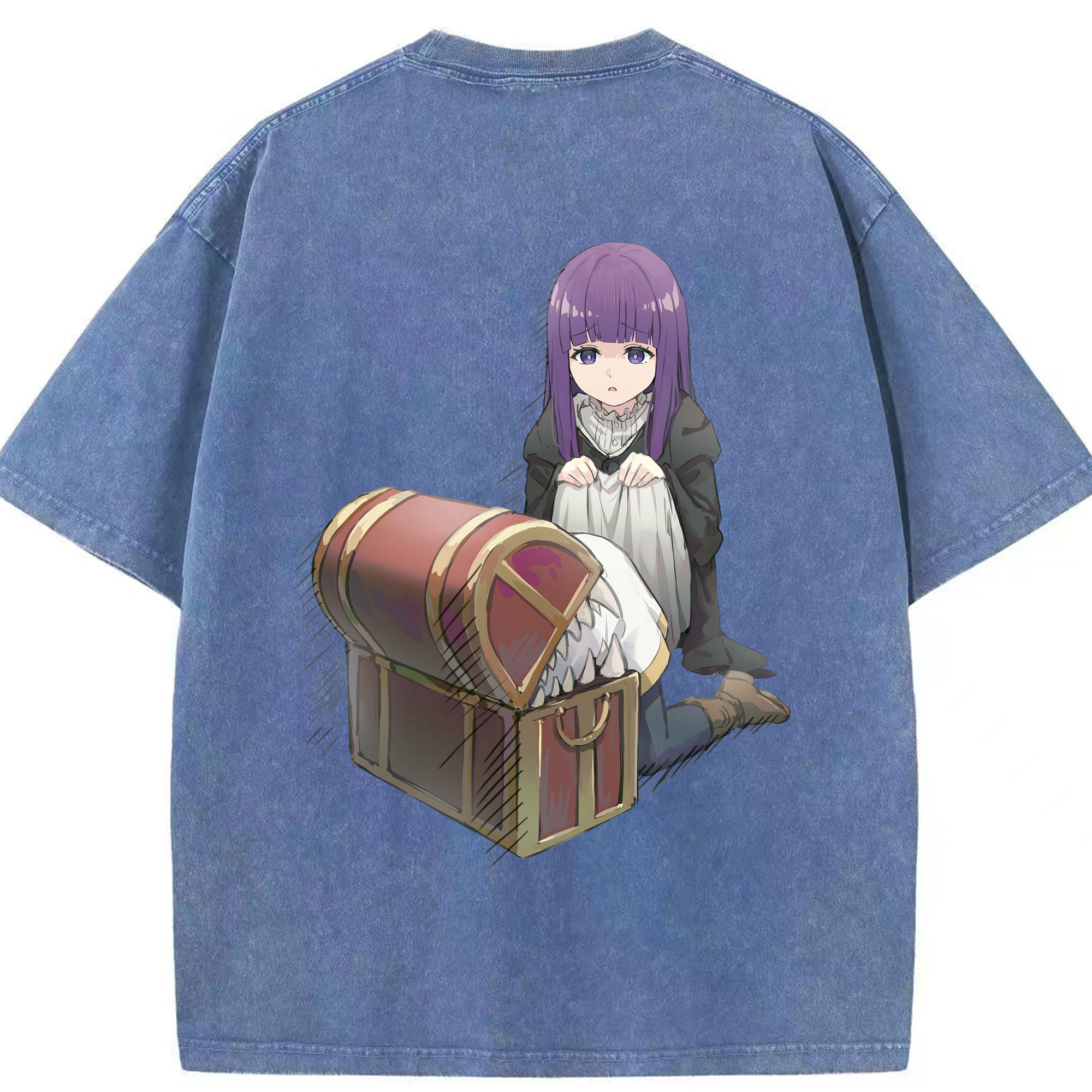 （画像用） 葬送のフリーレン Frieren 綿100% ヴィンテージ風 半袖Tシャツ（背面プリント）