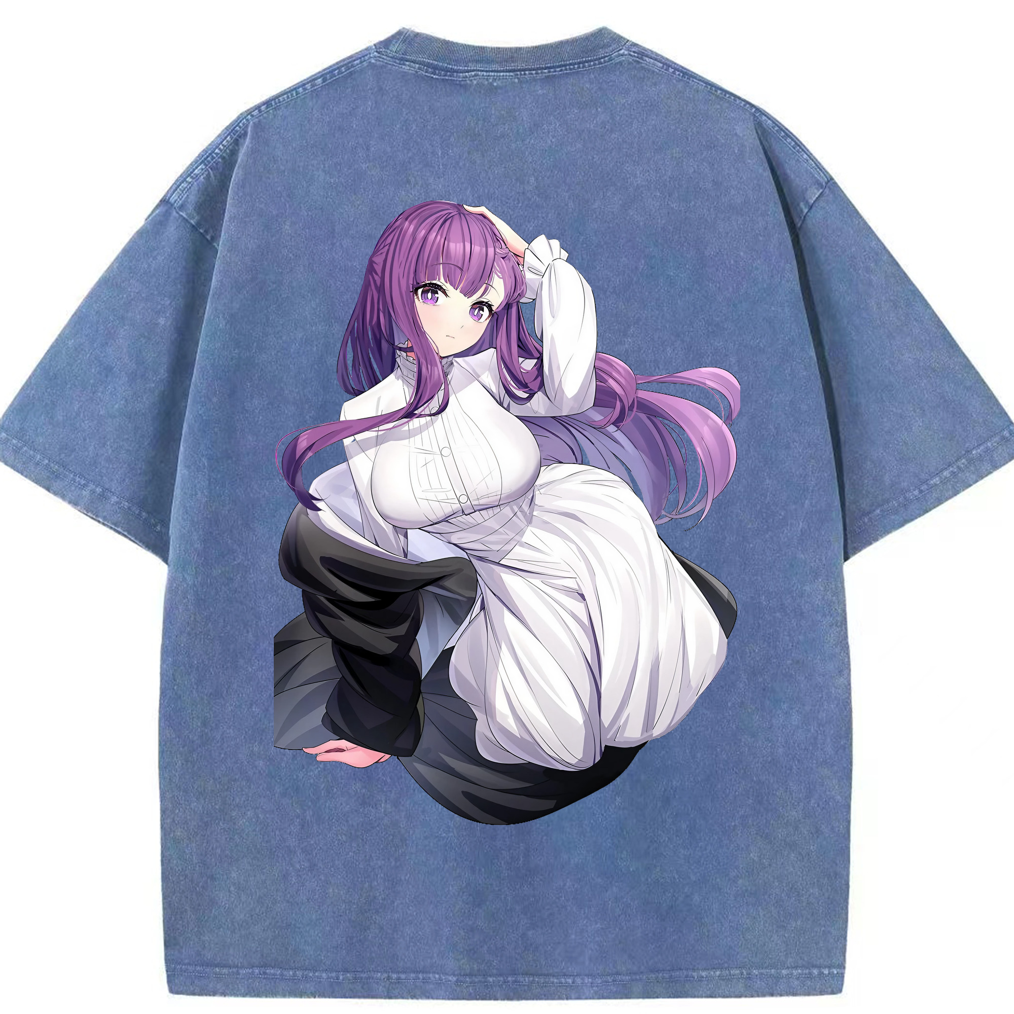 （画像用） 葬送のフリーレン Frieren 綿100% ヴィンテージ風 半袖Tシャツ（背面プリント）