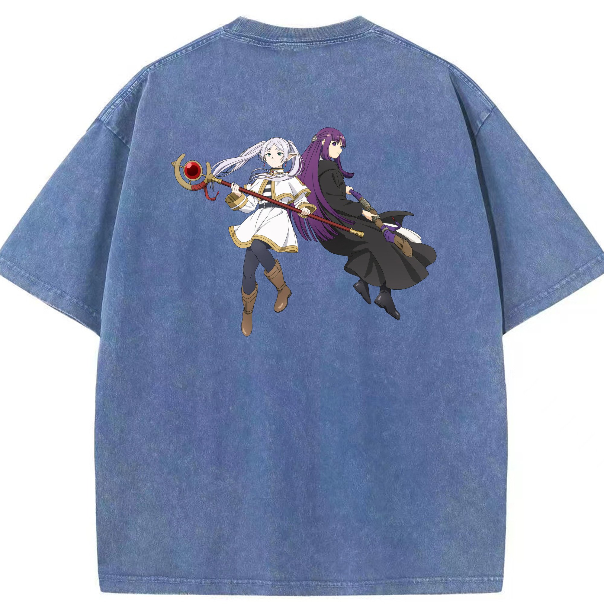 （画像用） 葬送のフリーレン Frieren 綿100% ヴィンテージ風 半袖Tシャツ（背面プリント）